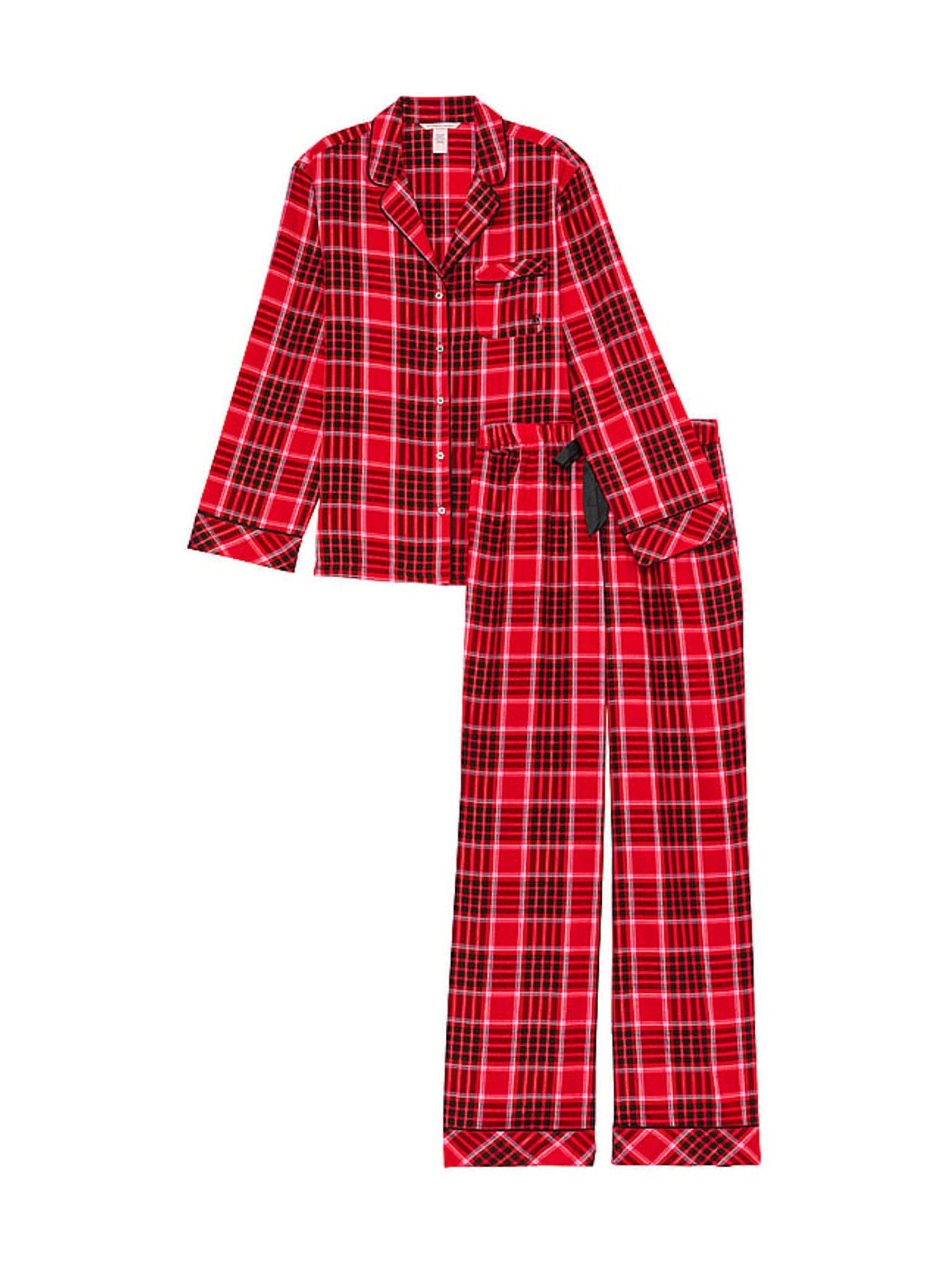 Lipstick Lovely Plaid Red Flannel Long Pyjama Set | Victoria's