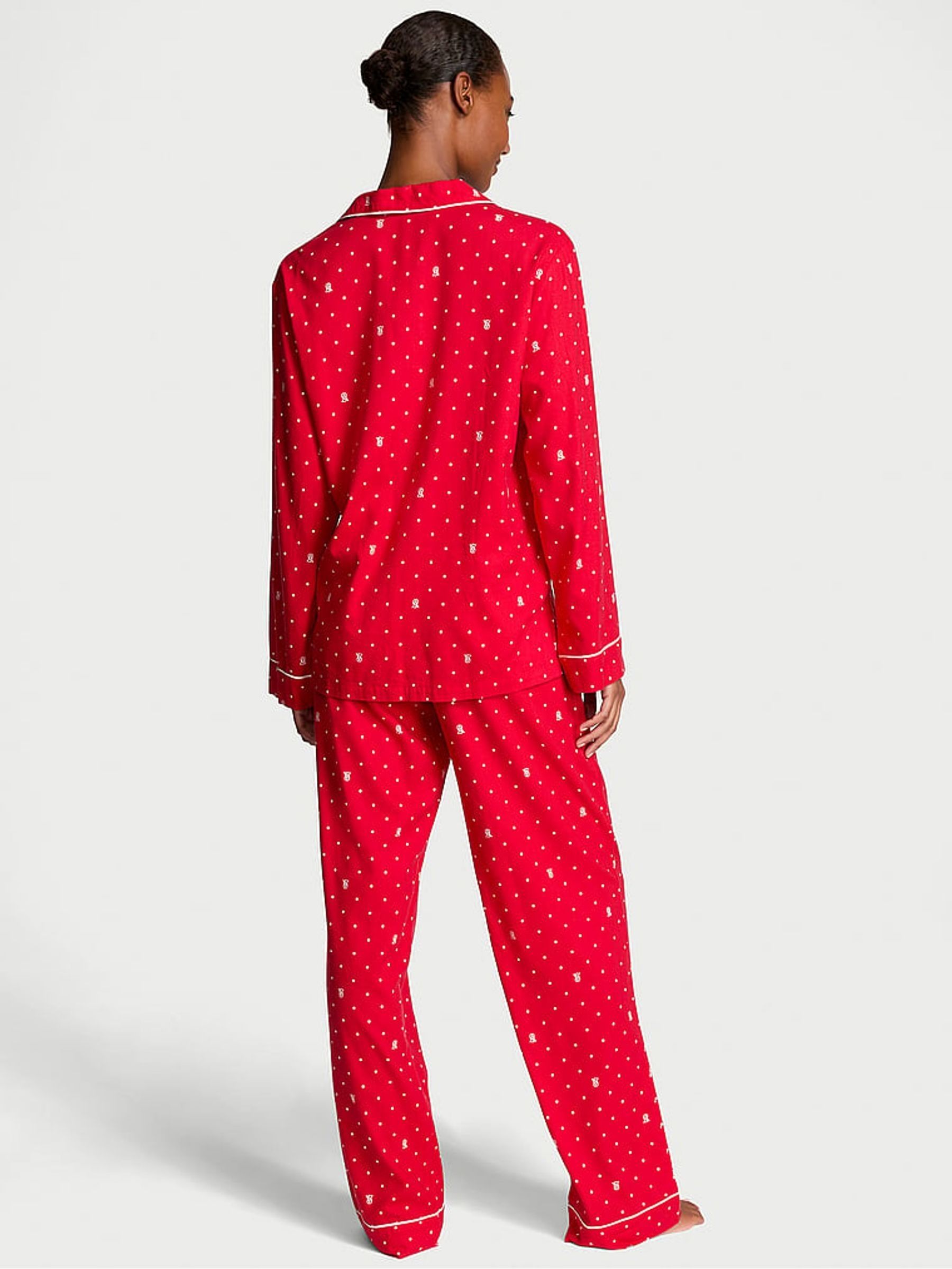 Lipstick VS Pin Dot Red Flannel Long Pyjama Set - Image 2 of 4
