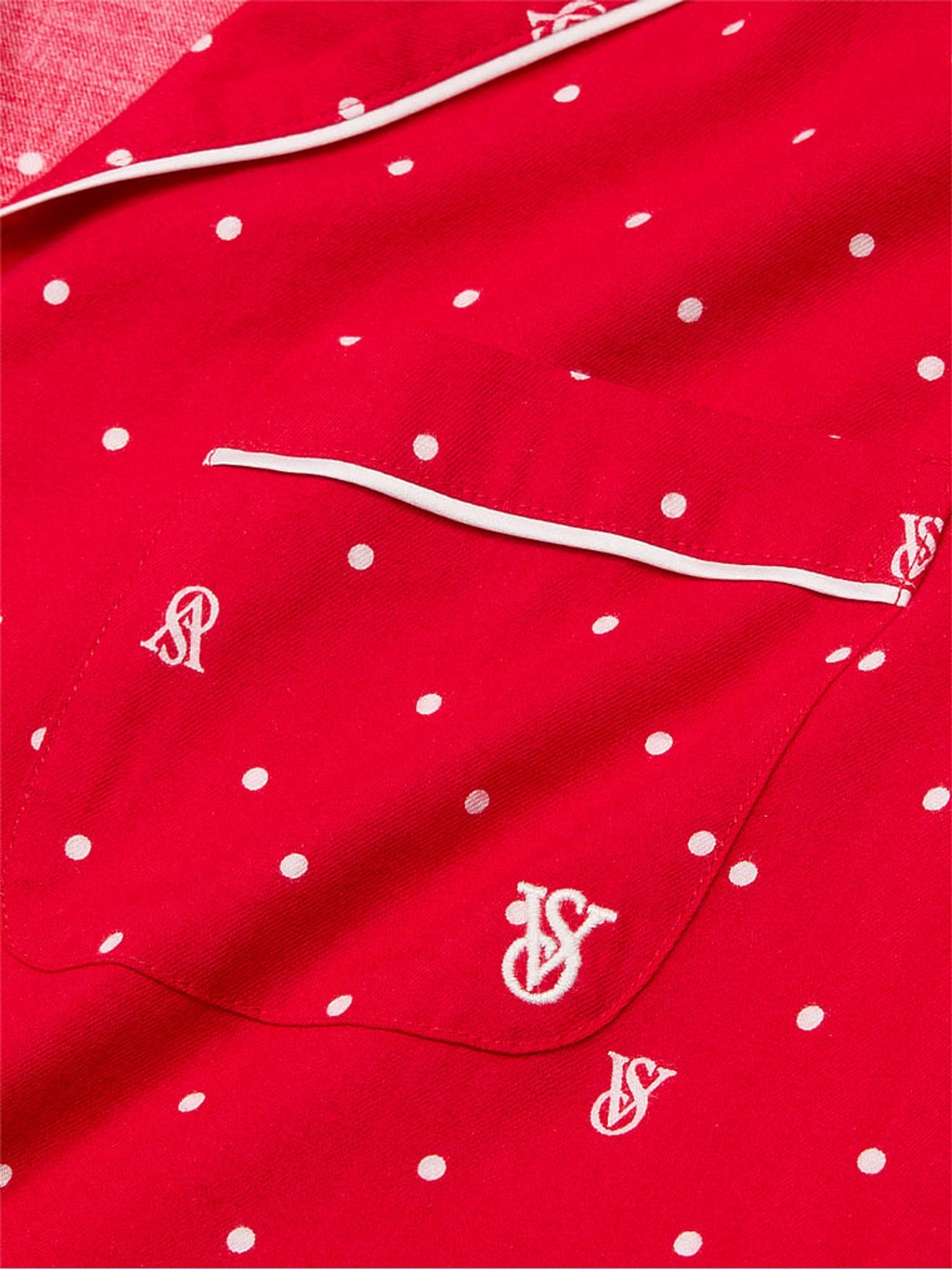 Lipstick VS Pin Dot Red Flannel Long Pyjama Set - Image 4 of 4