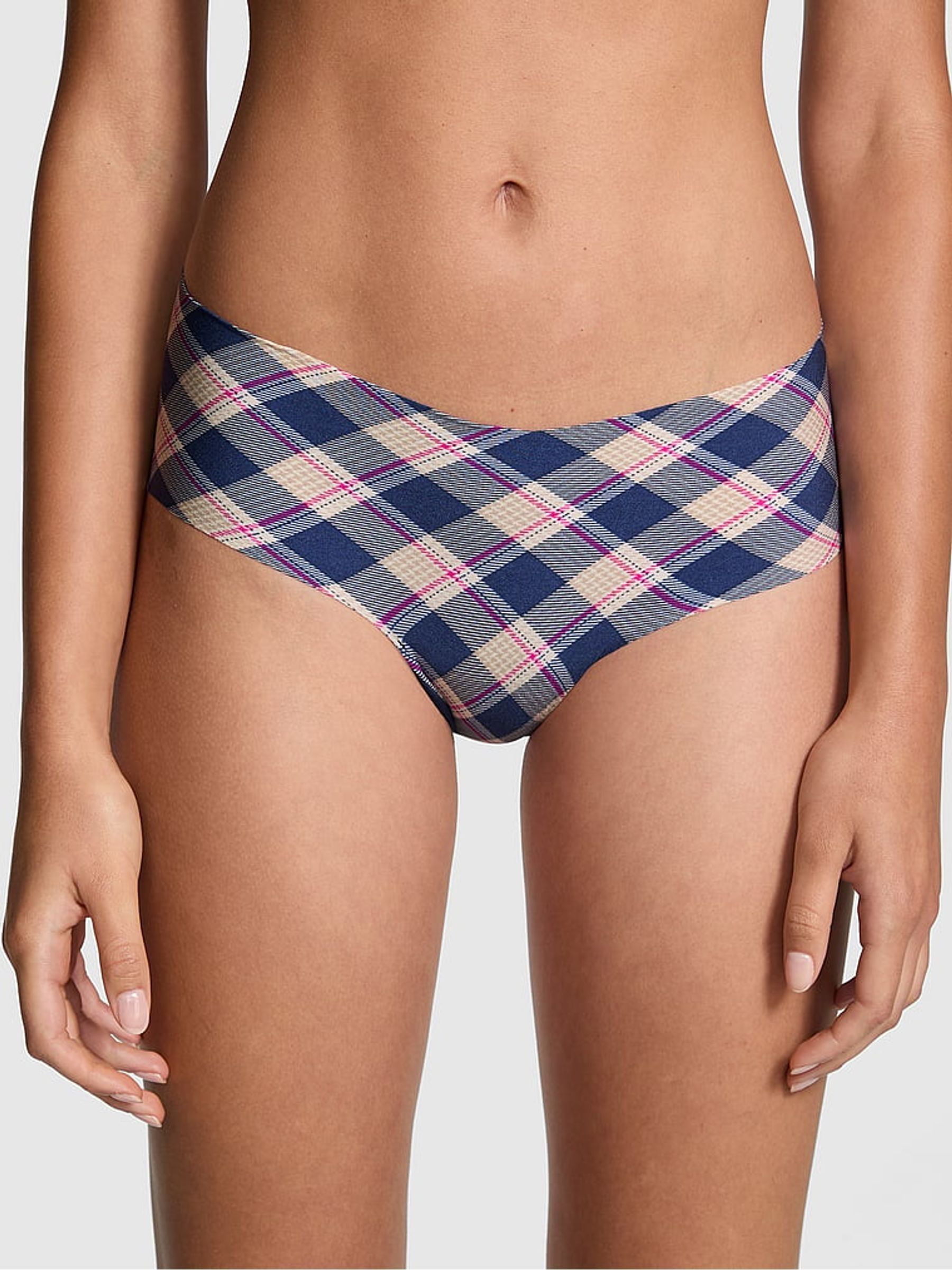Blue Navy Plaid Print Cheeky Knickers - Image 1 of 3