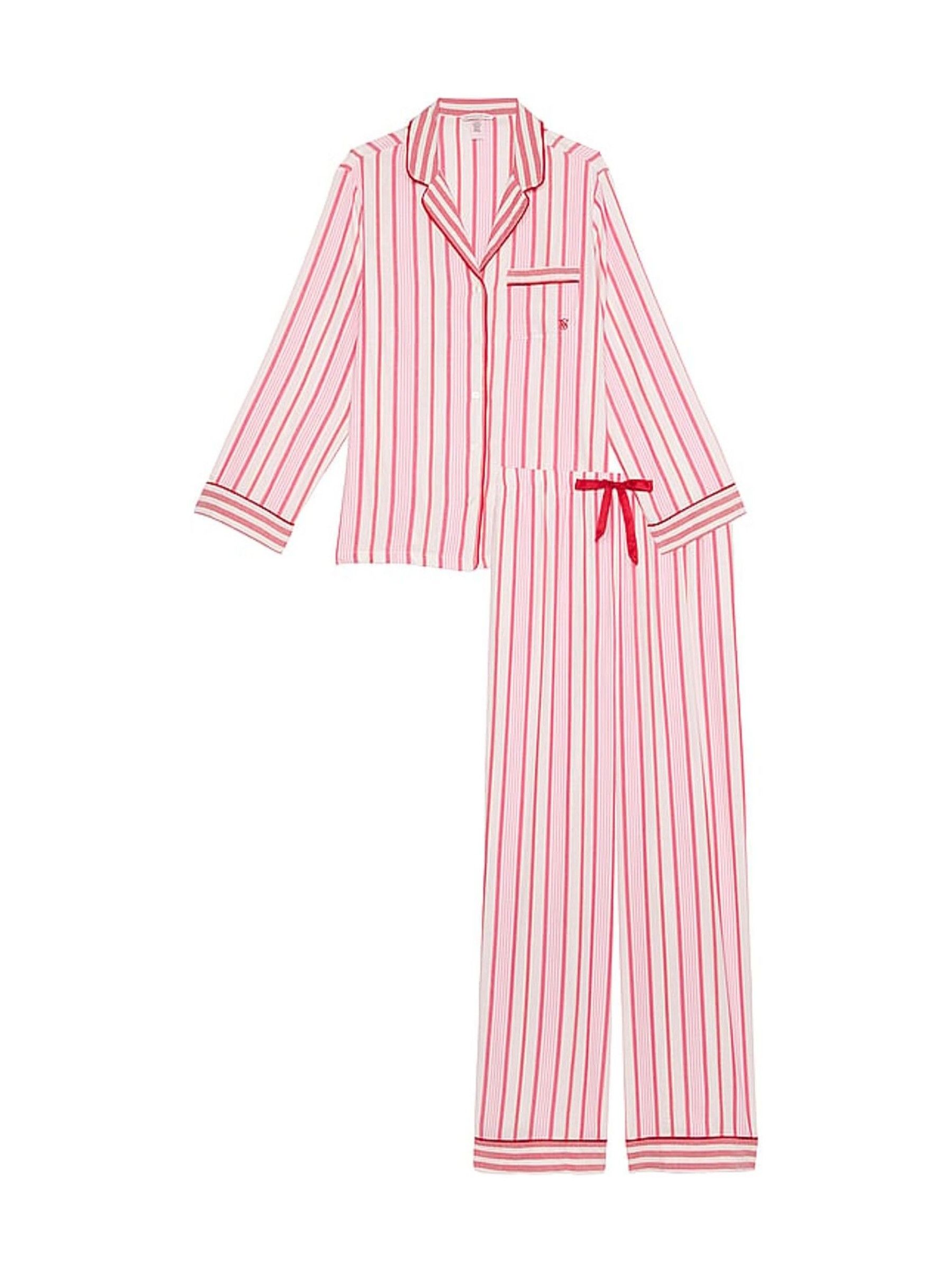 Candy Cane Stripe Red Flannel Long Pyjama Set Victoria's Secret
