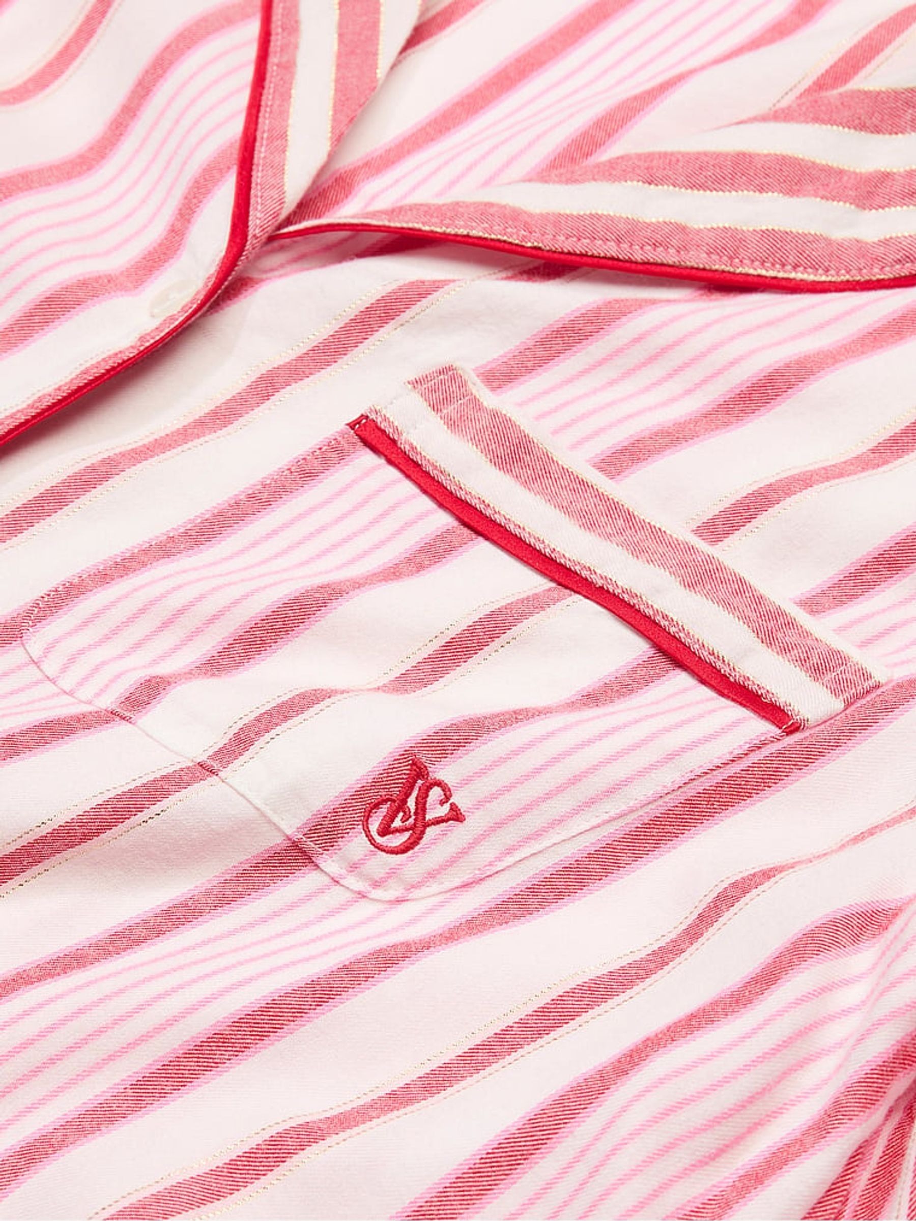 Candy Cane Stripe Red Flannel Long Pyjama Set - Image 4 of 4