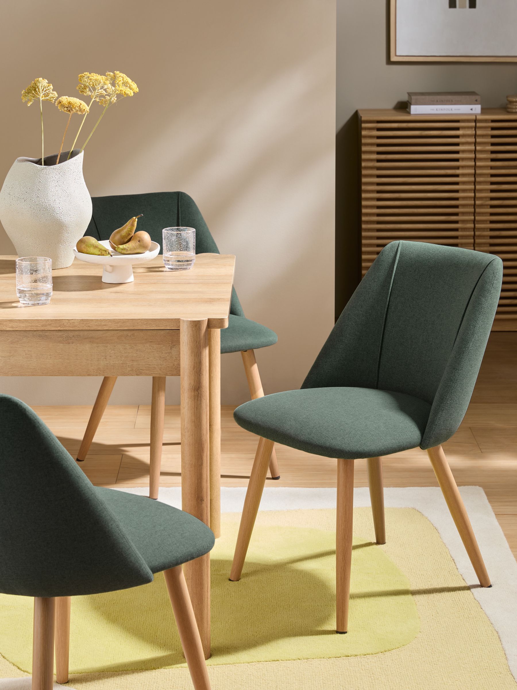 Set of 2 Bay Green and Oak Legs Lule Non Arm Dining Chairs - Image 1 of 5