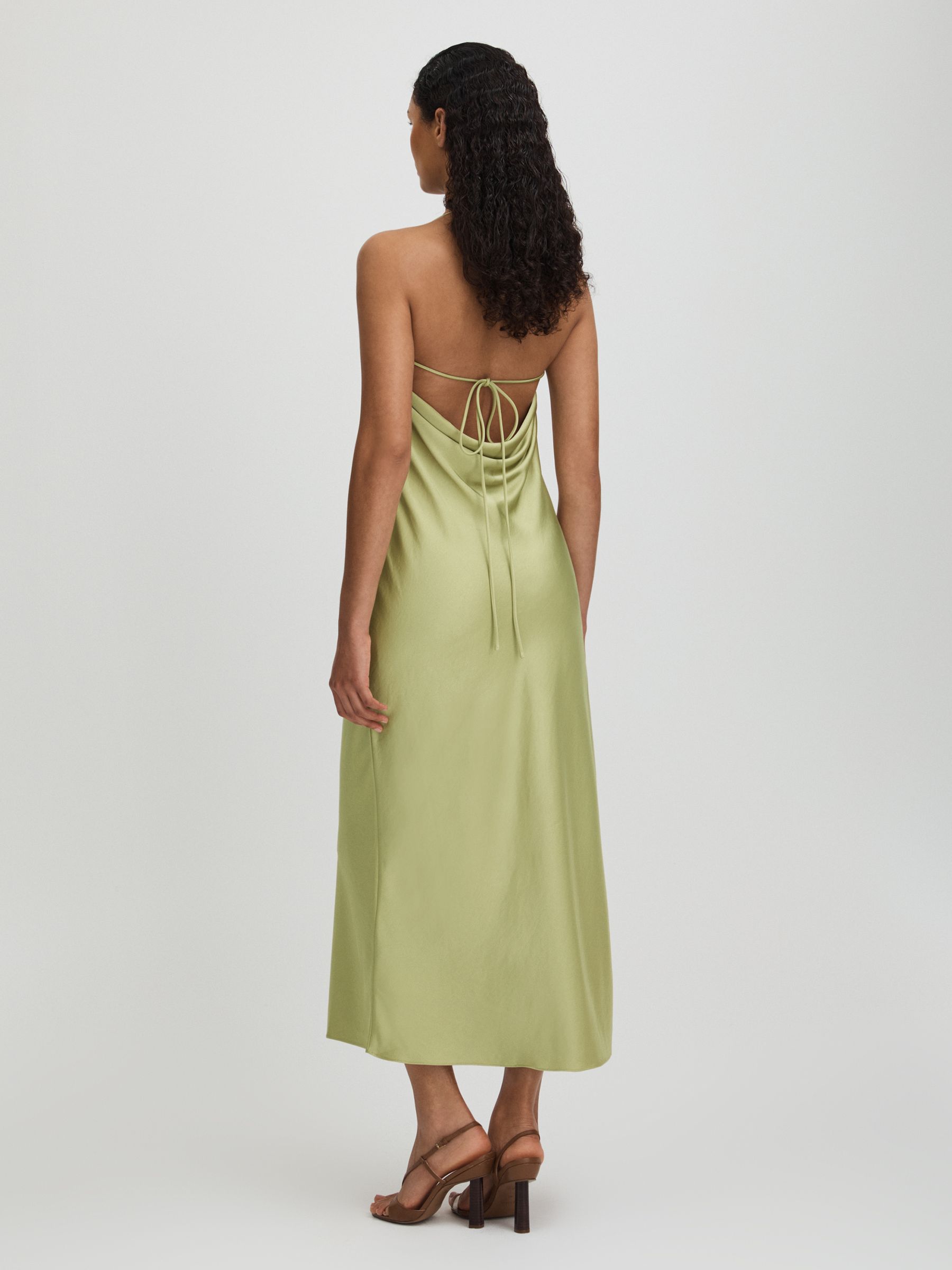 Significant Other Satin Cowl Neck Midi Dress in Sage - Image 4 of 5