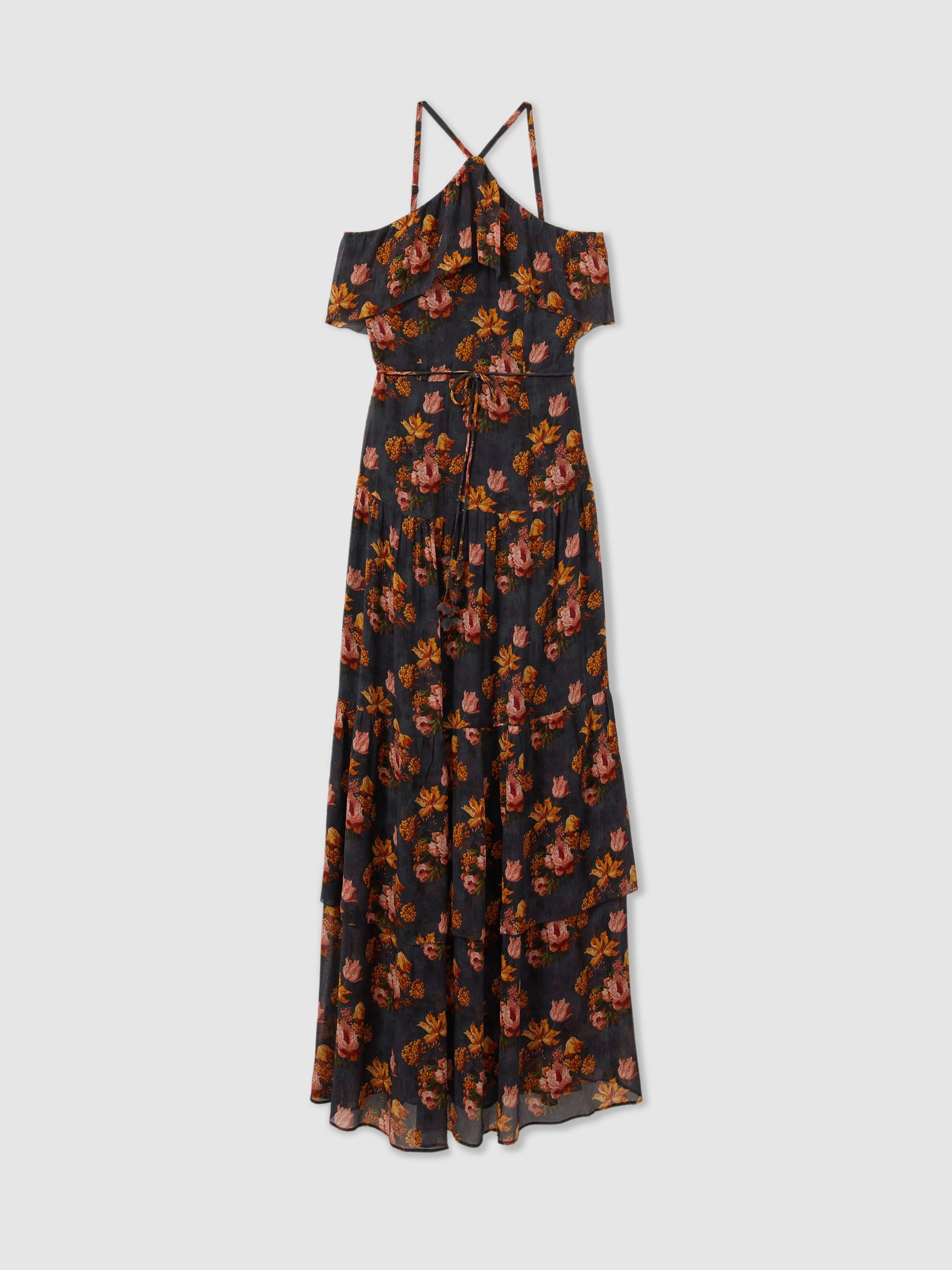 Calypso Navy Paige Silk Georgette Floral Print Maxi Dress - Image 1 of 5