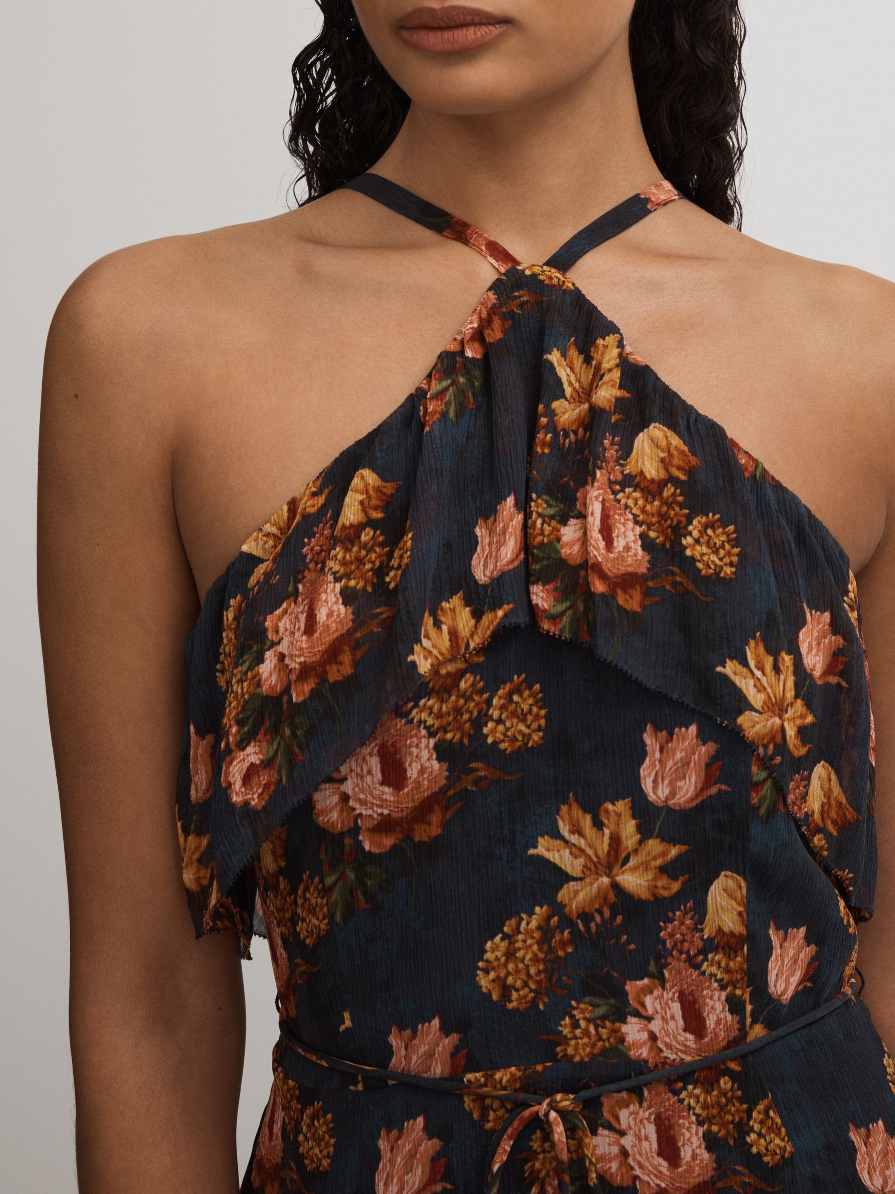 Calypso Navy Paige Silk Georgette Floral Print Maxi Dress - Image 3 of 5