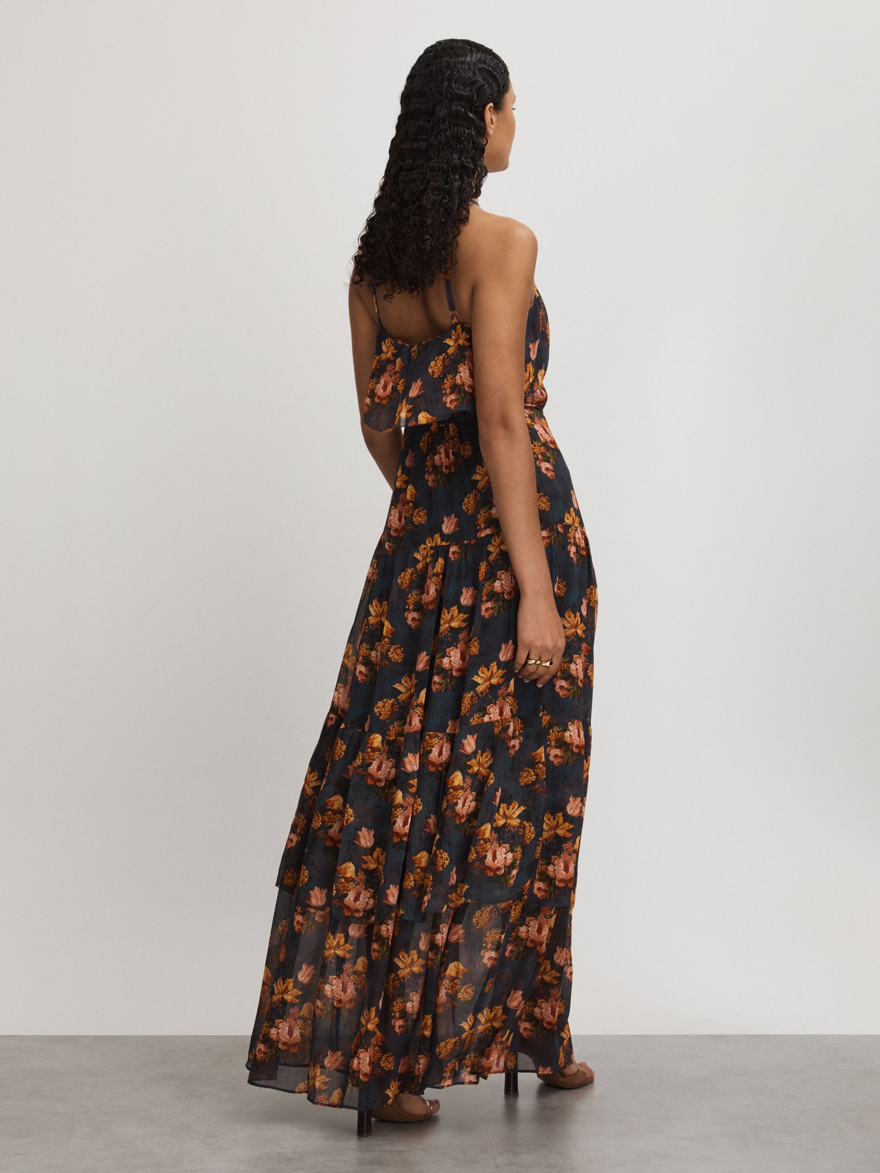 Calypso Navy Paige Silk Georgette Floral Print Maxi Dress - Image 4 of 5