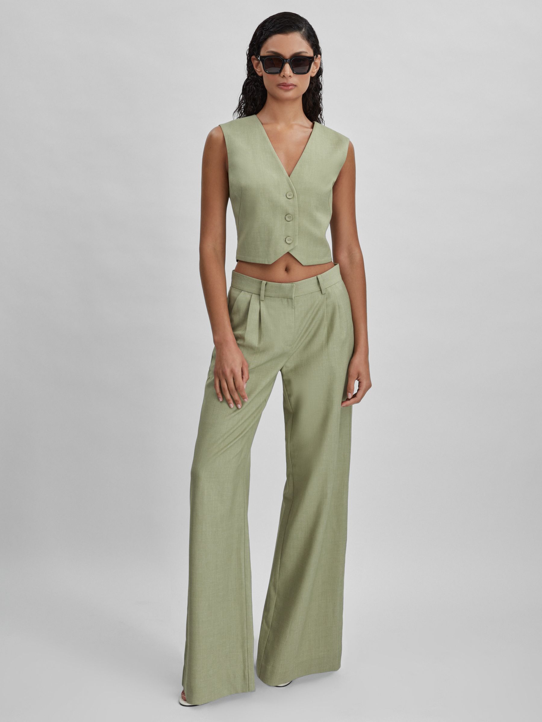 Significant Other Wide Leg Trousers in Sage - Image 1 of 5