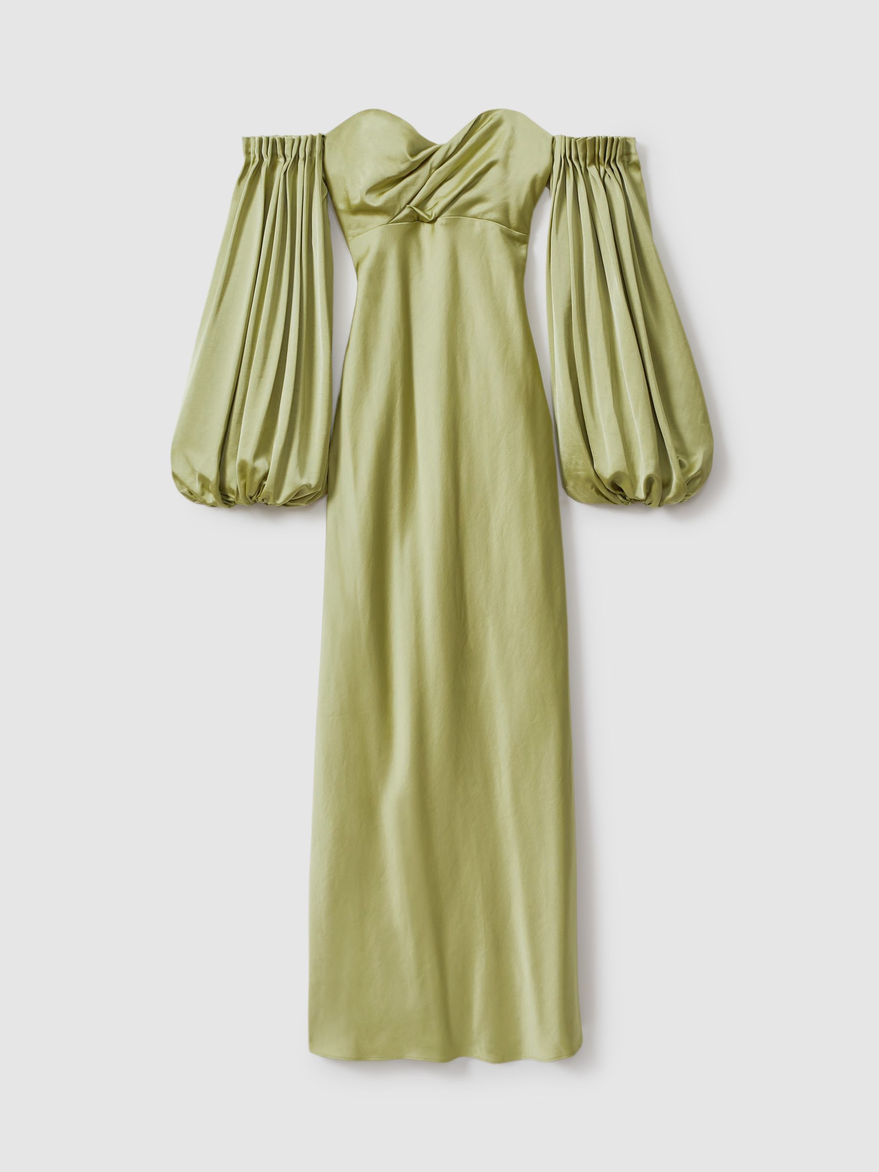 Significant Other Satin Off-The-Shoulder Maxi Dress in Sage - Image 2 of 6
