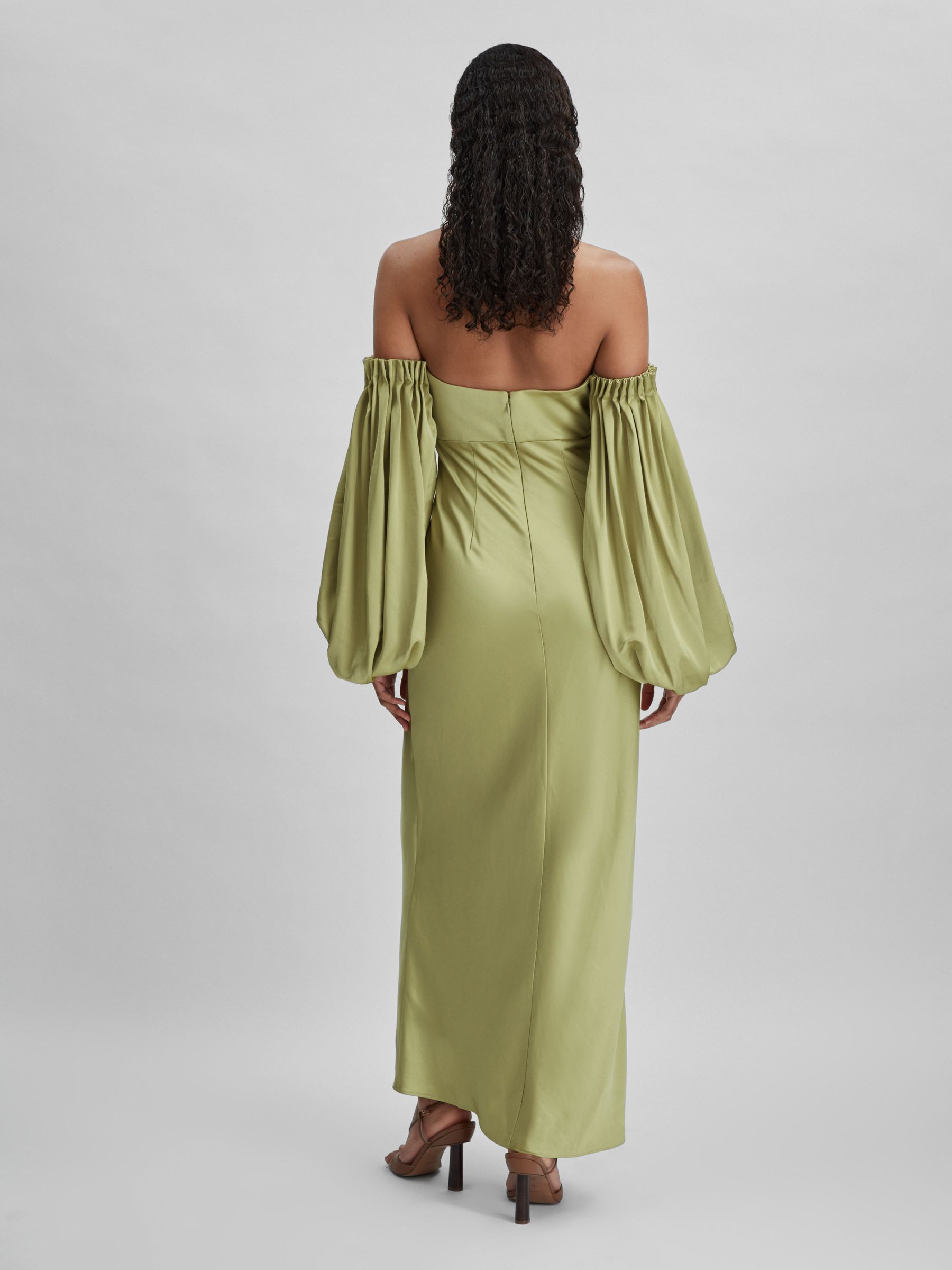 Significant Other Satin Off-The-Shoulder Maxi Dress in Sage - Image 5 of 6