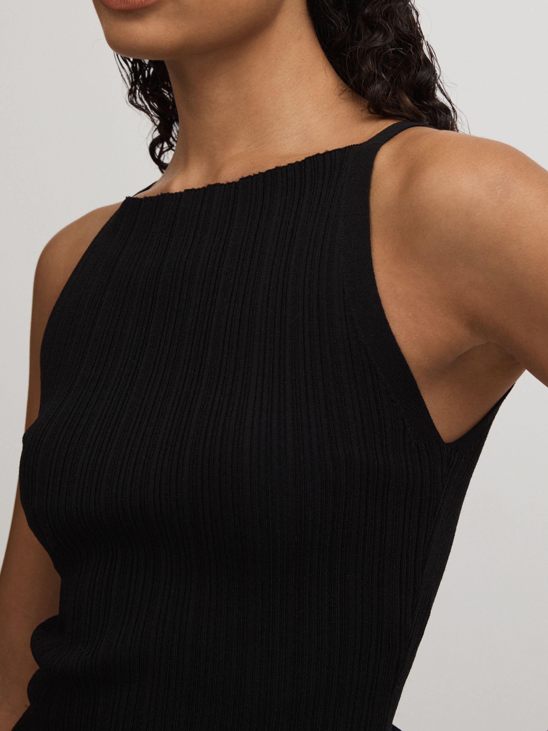 Yuelia Black Paige Ribbed Boat Neck Top - Image 3 of 5