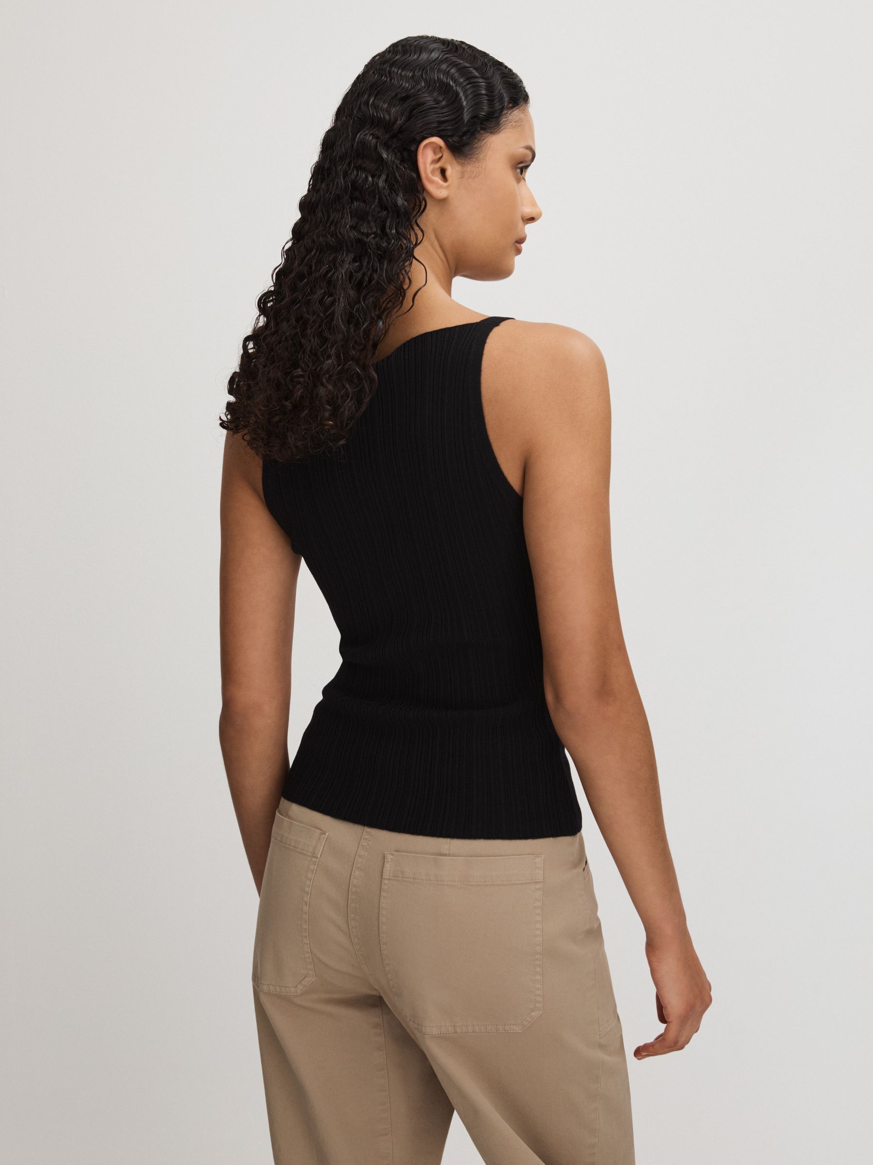 Yuelia Black Paige Ribbed Boat Neck Top - Image 4 of 5