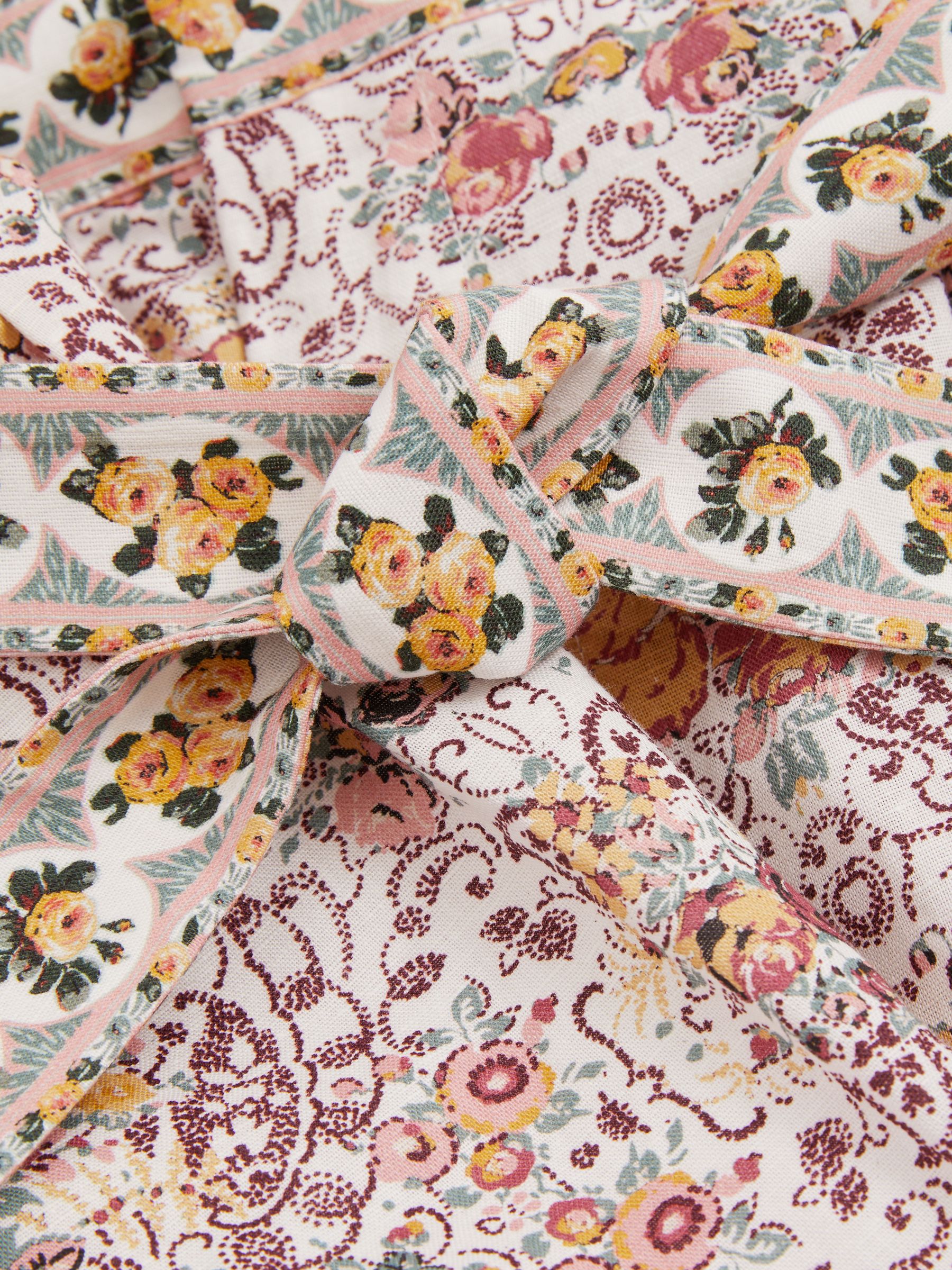 Puglia White Multi Paige Cotton-Linen Belted Playsuit - Image 2 of 5