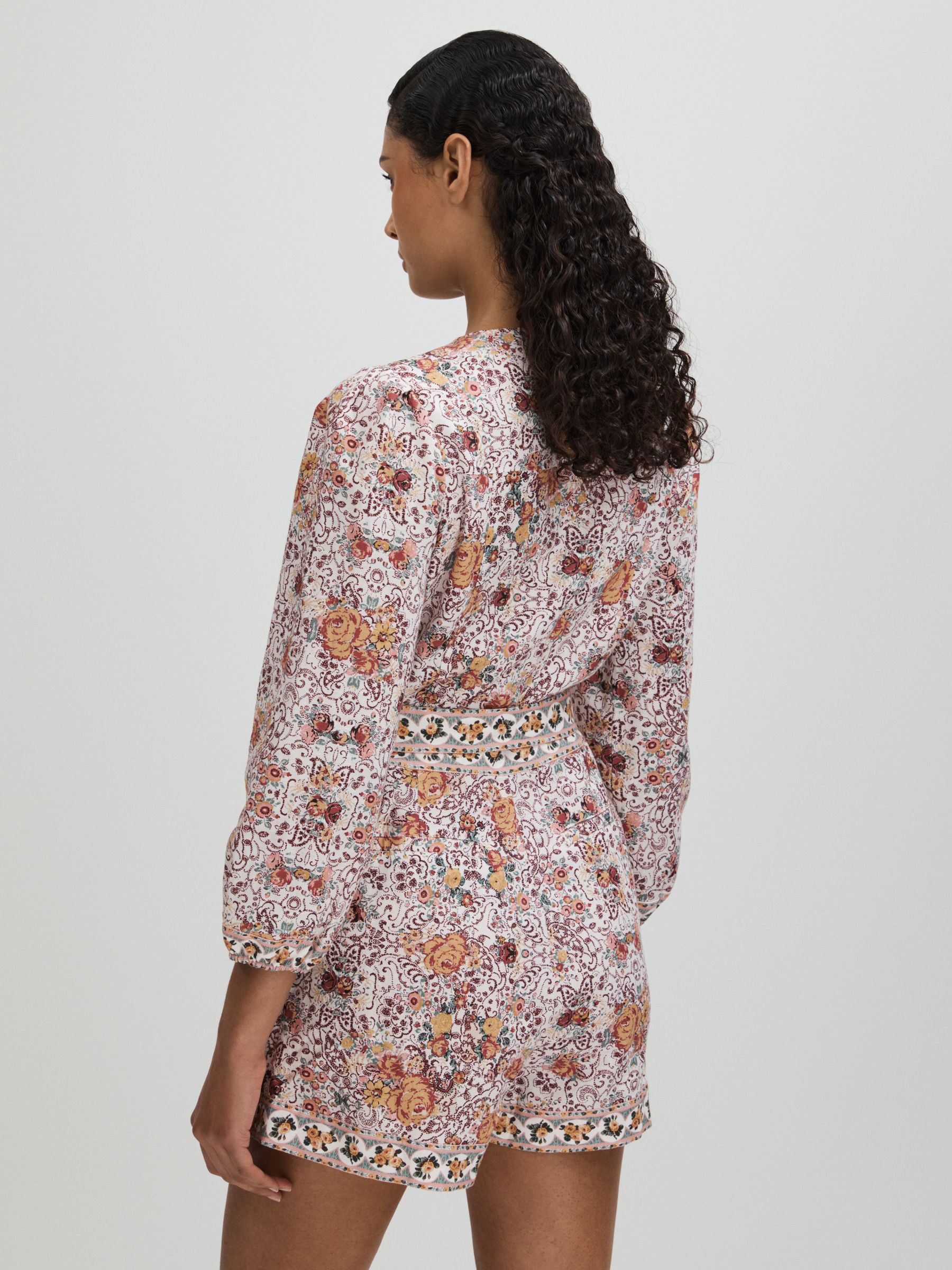 Puglia White Multi Paige Cotton-Linen Belted Playsuit - Image 4 of 5