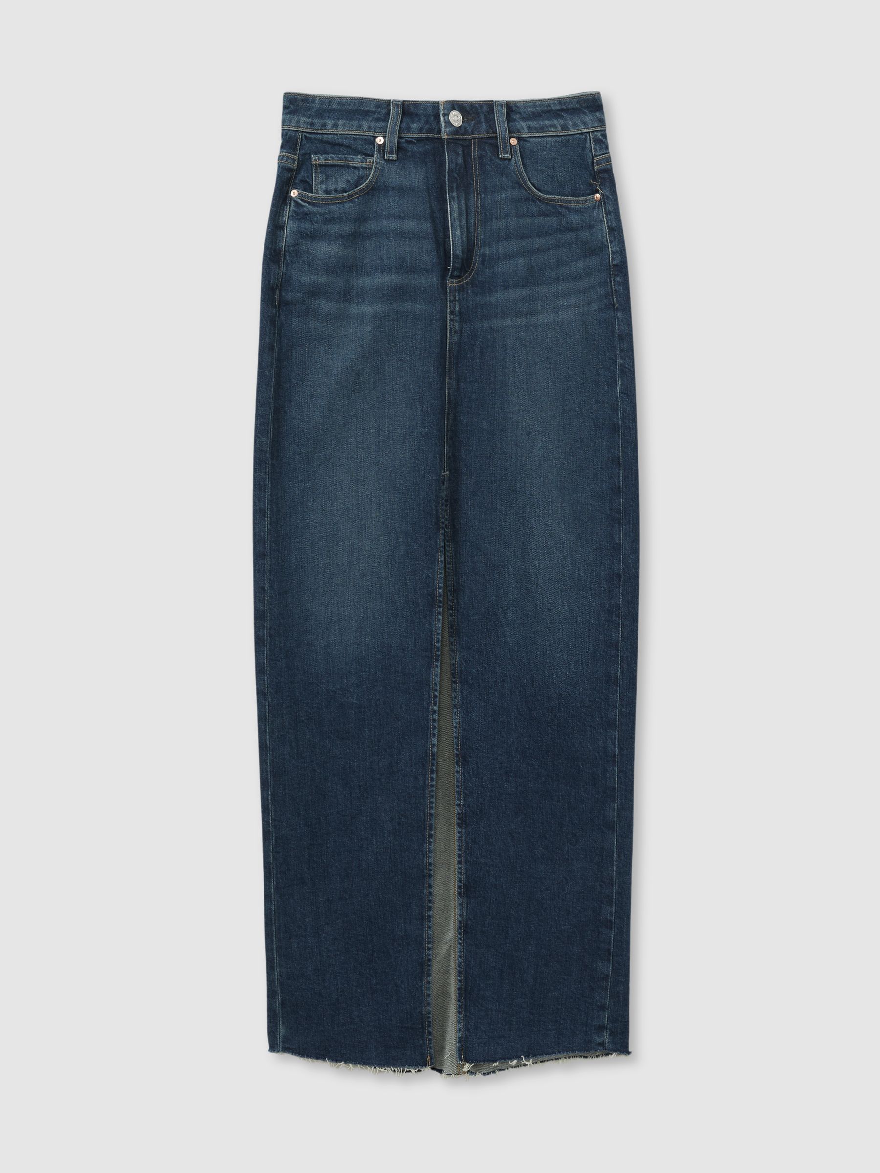 Angela Blue Paige High Rise Denim Maxi Skirt - Image 2 of 5
