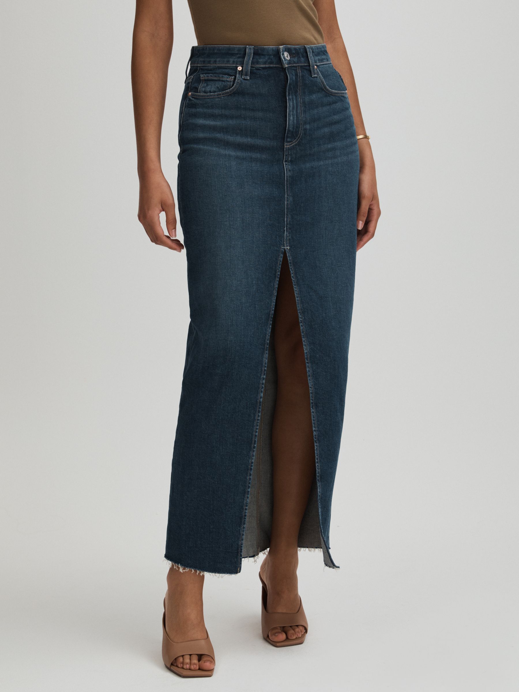 Angela Blue Paige High Rise Denim Maxi Skirt - Image 3 of 5