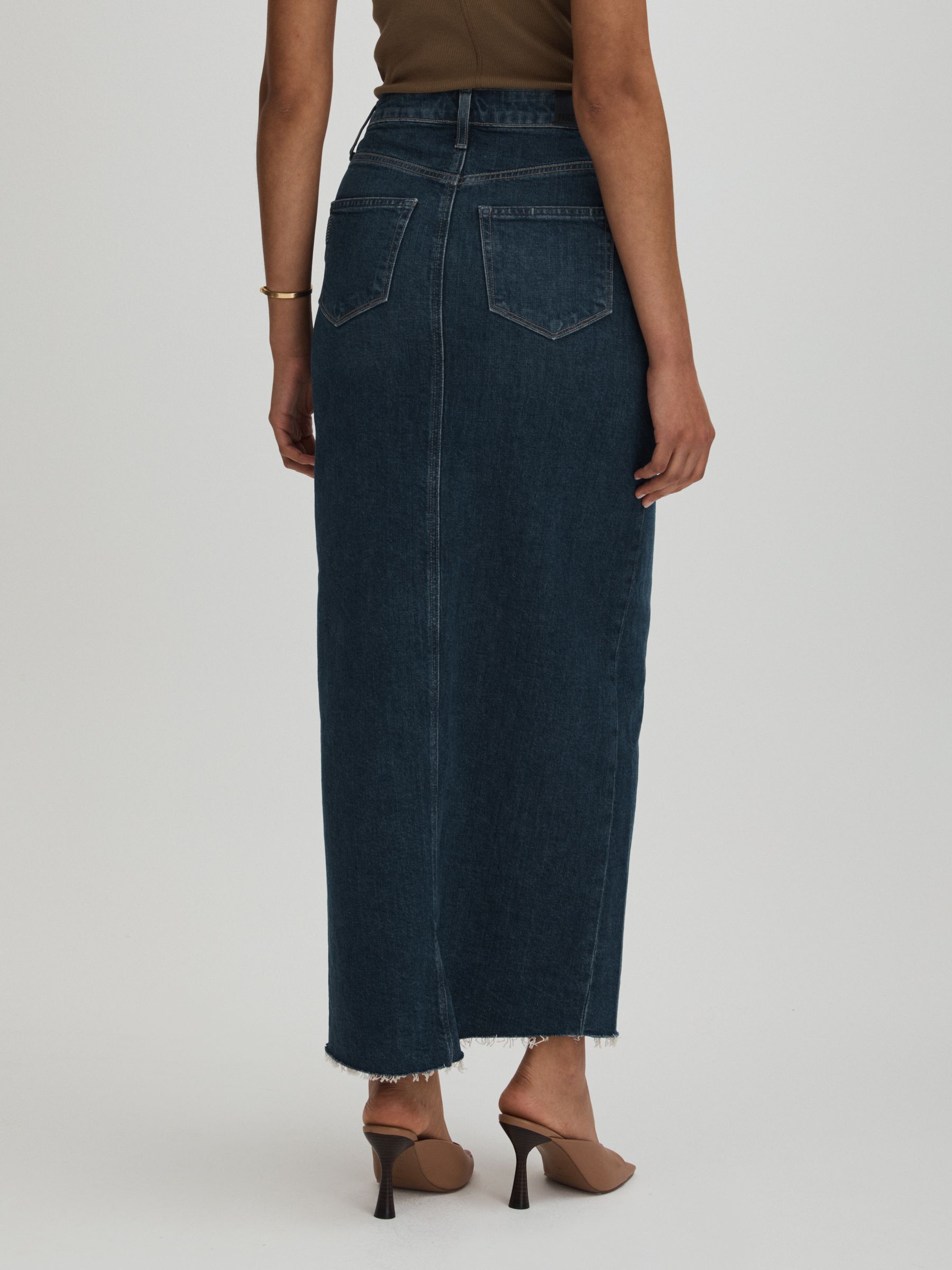 Angela Blue Paige High Rise Denim Maxi Skirt - Image 4 of 5