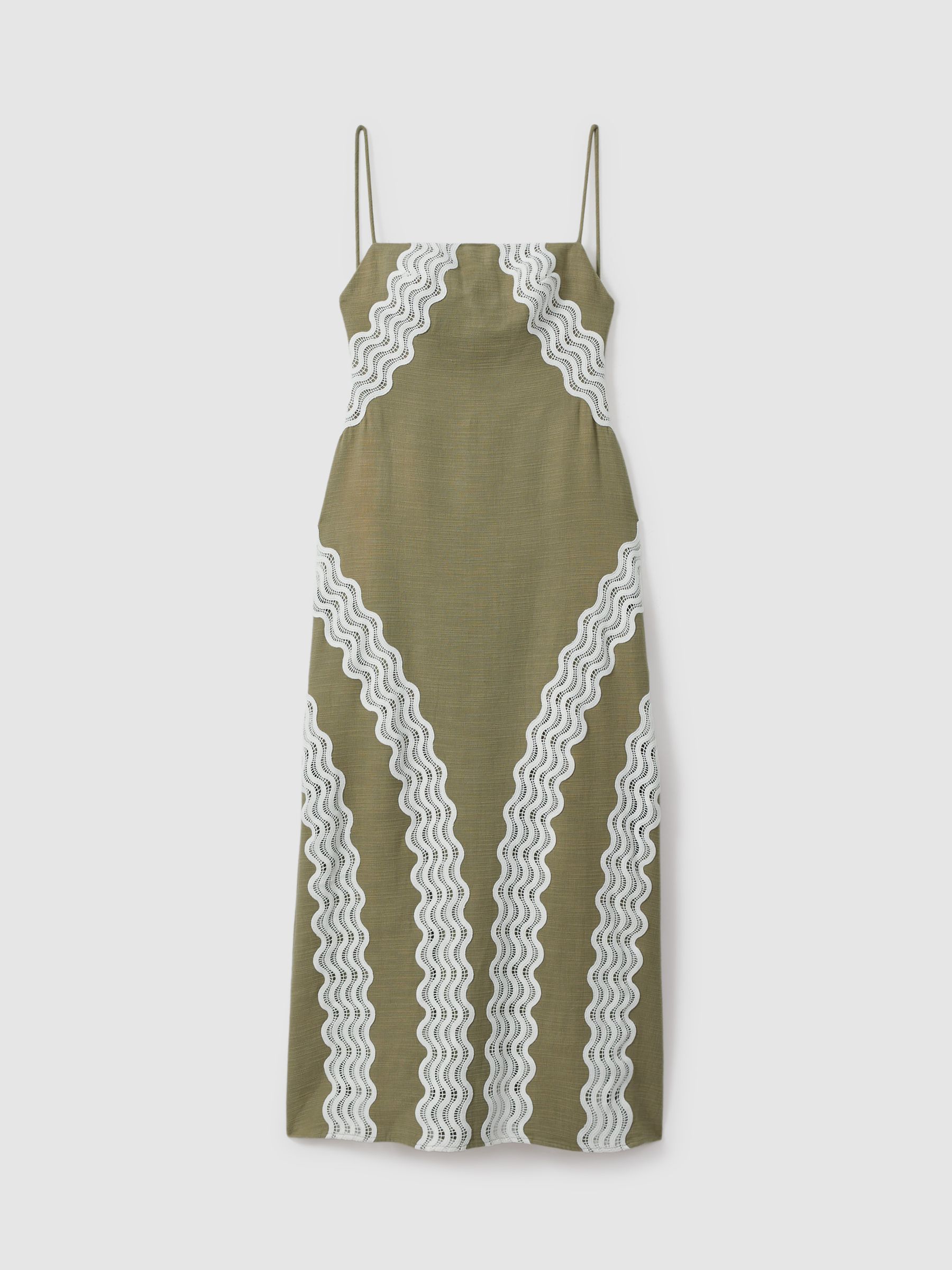Significant Other Cotton Lace Midi Dress in Khaki - Image 2 of 5