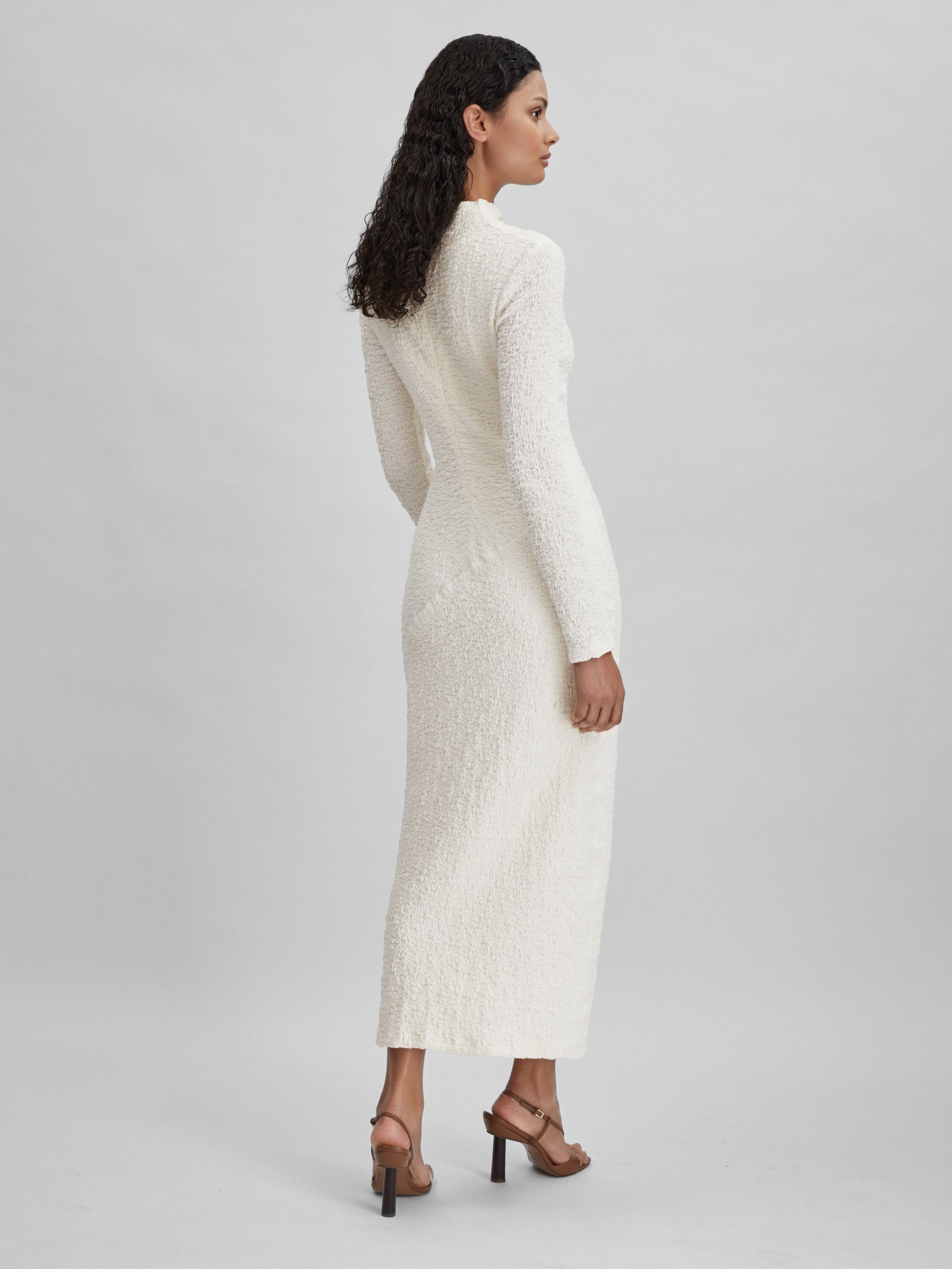 Significant Other Textured Cut-Out Midi Dress in Cream - Image 5 of 6