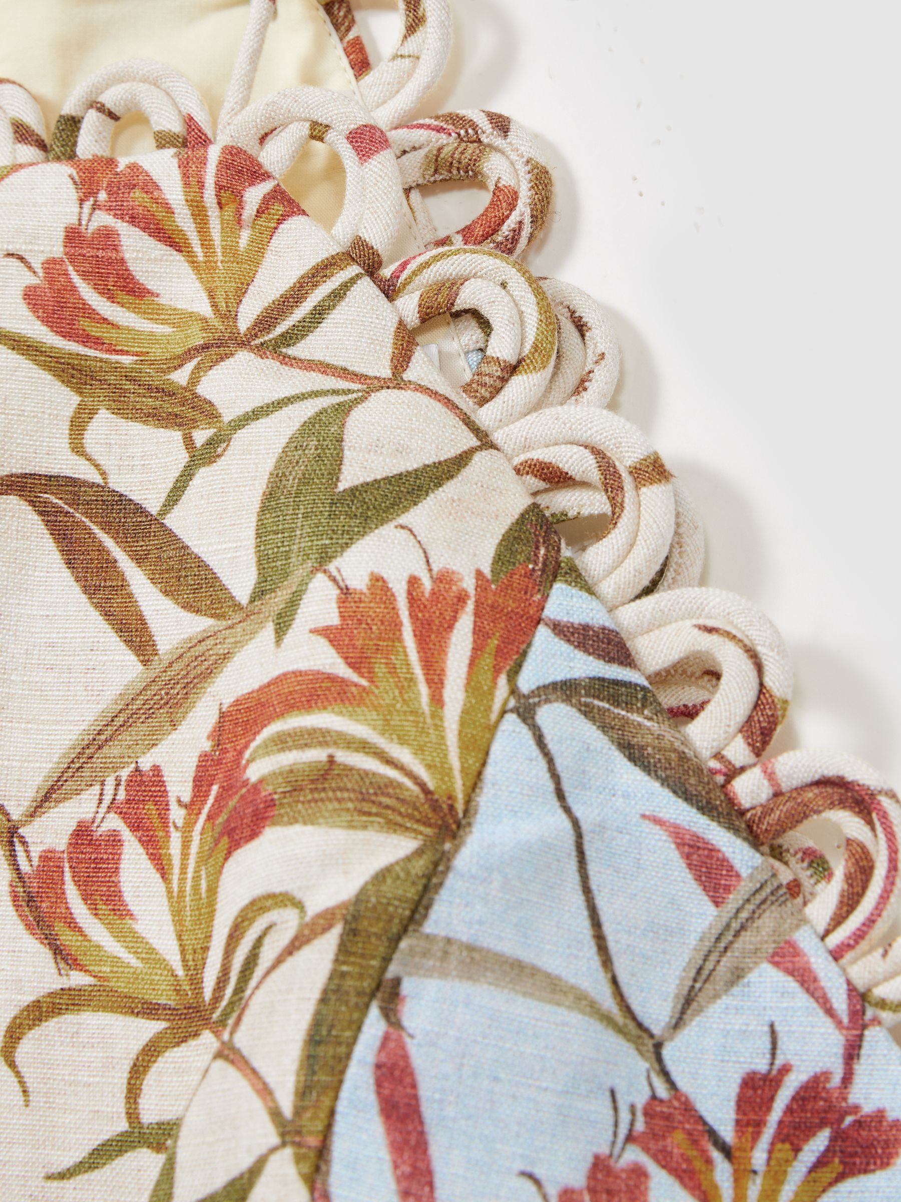 Significant Other Linen-Blend Floral-Print Cropped Top in Blue Multi - Image 6 of 6