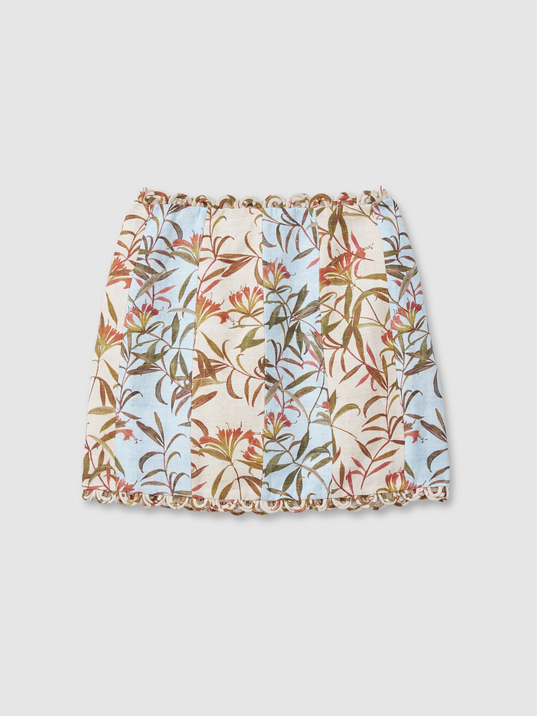 Significant Other Linen-Blend Floral-Print Mini Skirt in Blue Multi - Image 2 of 6