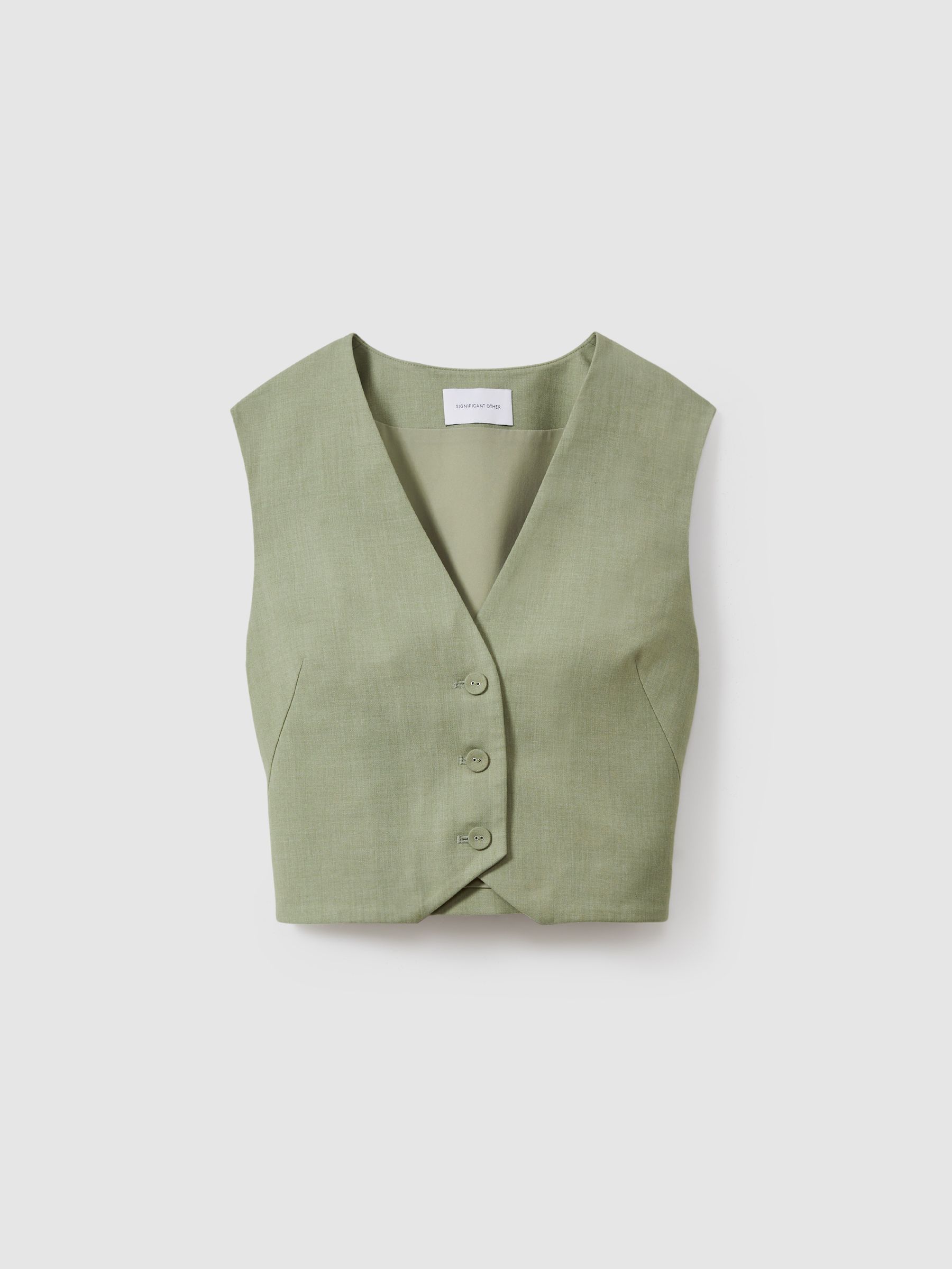 Significant Other Adjustable Single-Breasted Waistcoat in Sage - Image 2 of 6