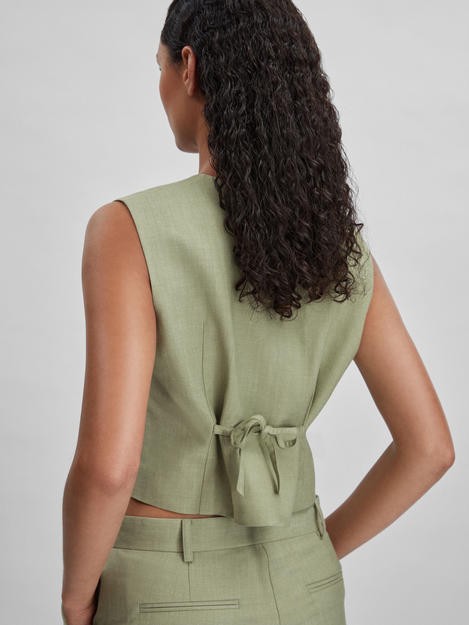 Significant Other Adjustable Single-Breasted Waistcoat in Sage - Image 5 of 6