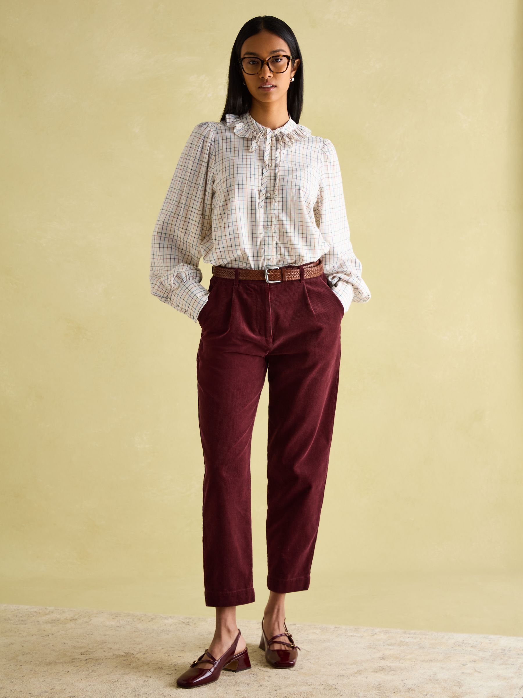 Harper Check Cotton Tie Neck Blouse - Image 4 of 6