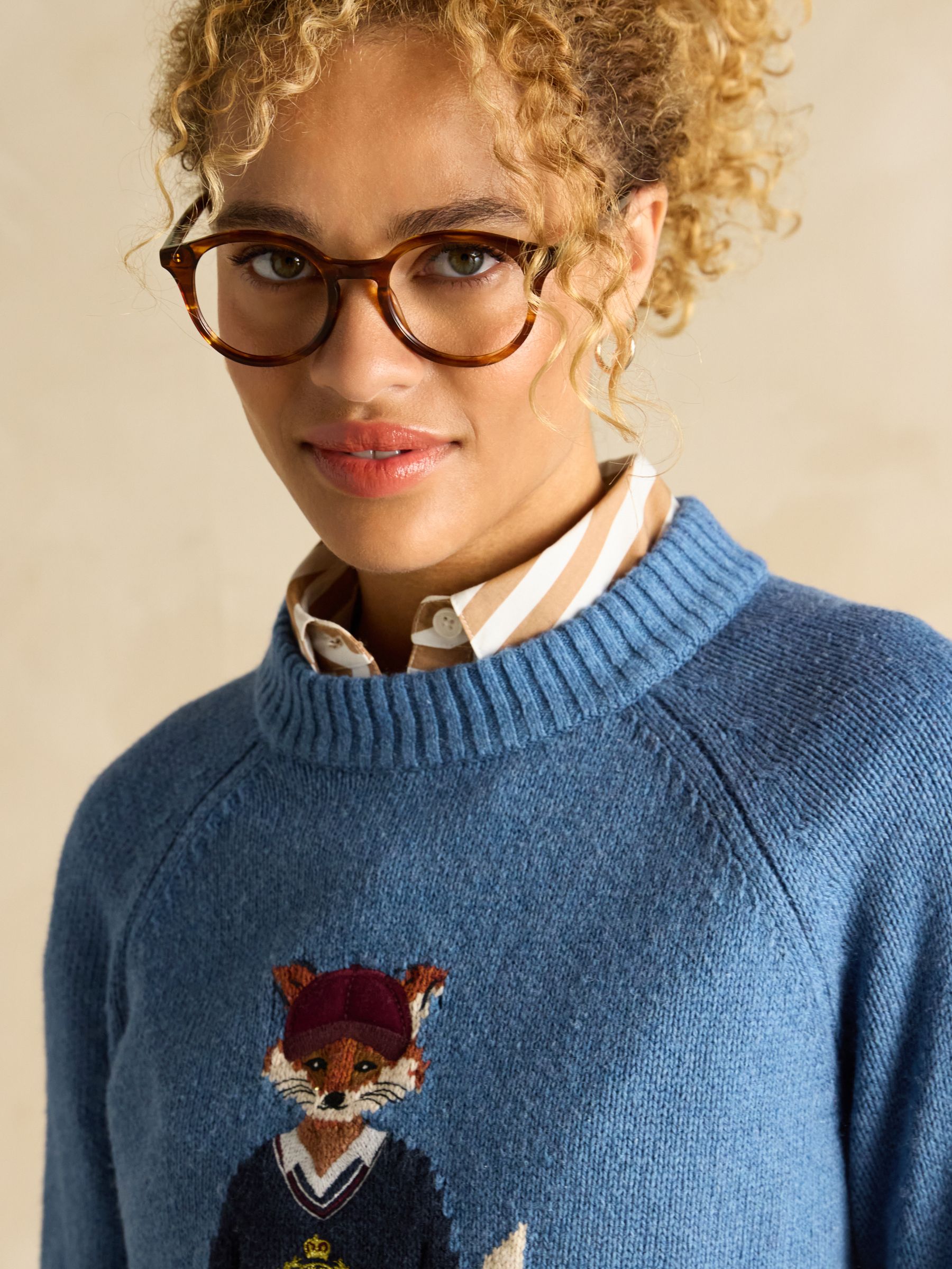 Jonty Blue Cotton Rich Intarsia Knit Jumper - Image 4 of 6
