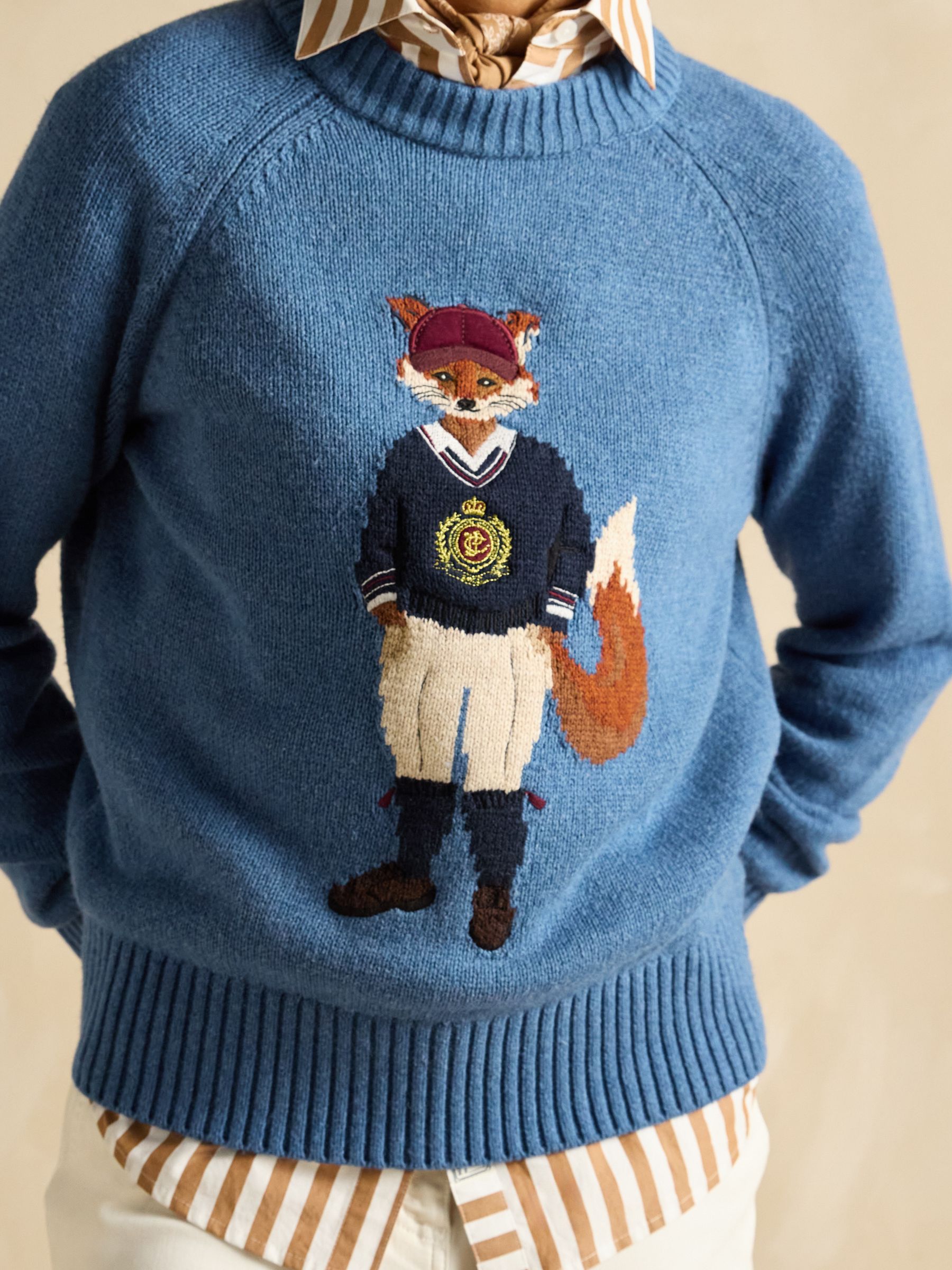 Jonty Blue Cotton Rich Intarsia Knit Jumper - Image 5 of 6