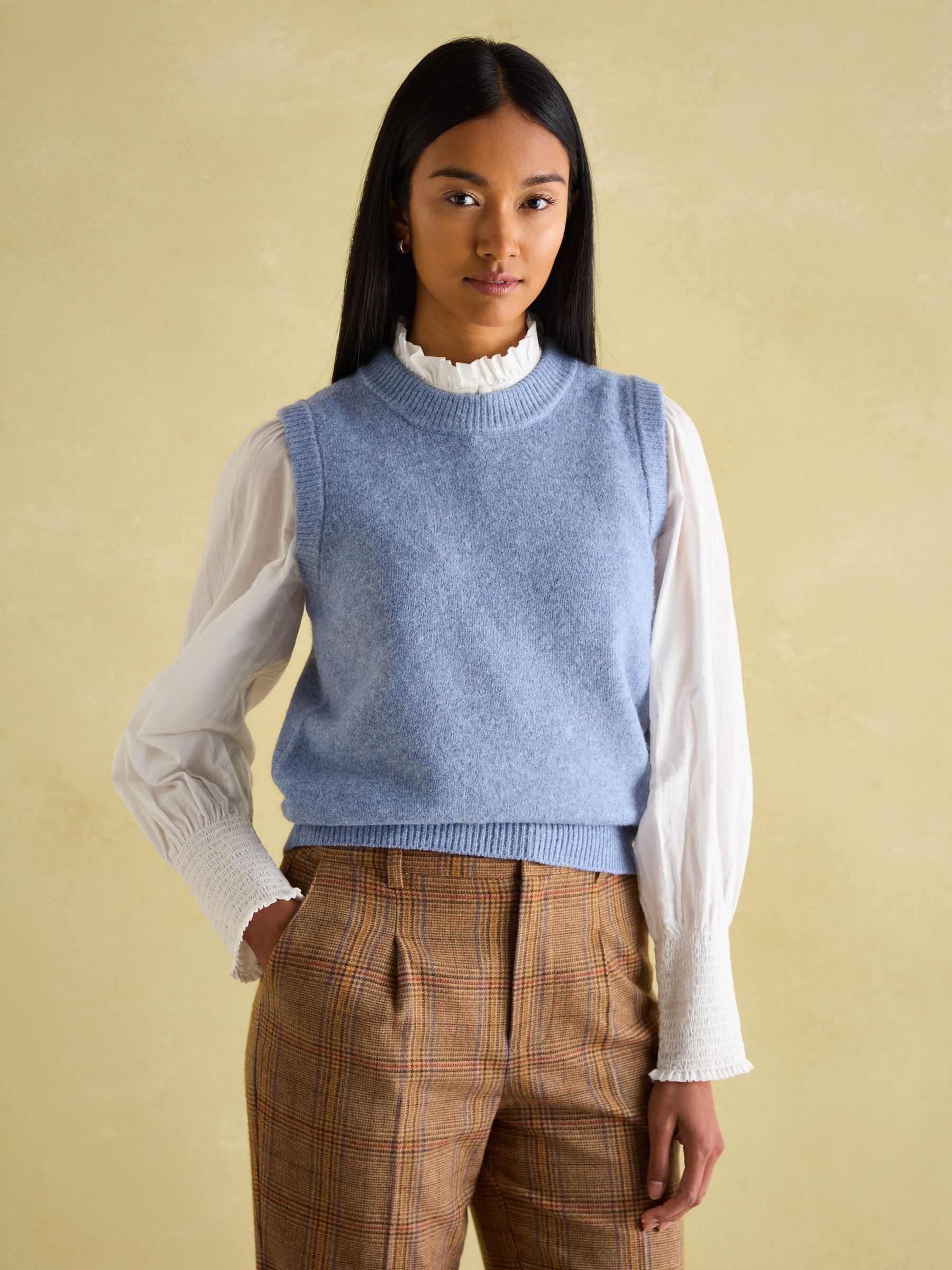 Holly Light Blue Regular Fit Knitted Vest - Image 1 of 7