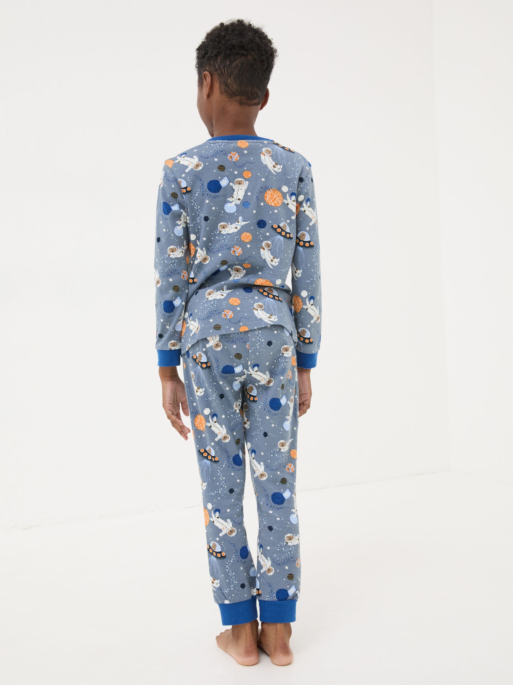 Blue Space Otter 100% Cotton Pyjama Set - Image 3 of 5