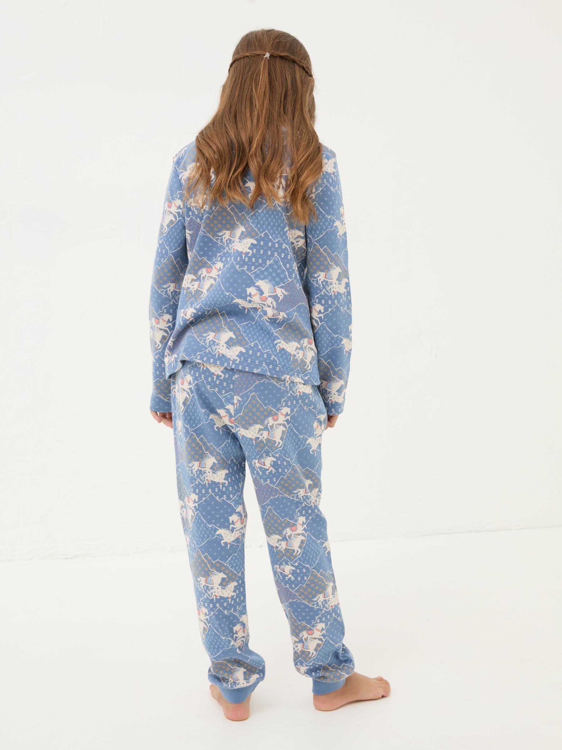 Blue Horse Print Cotton Pyjama Set - Image 3 of 5
