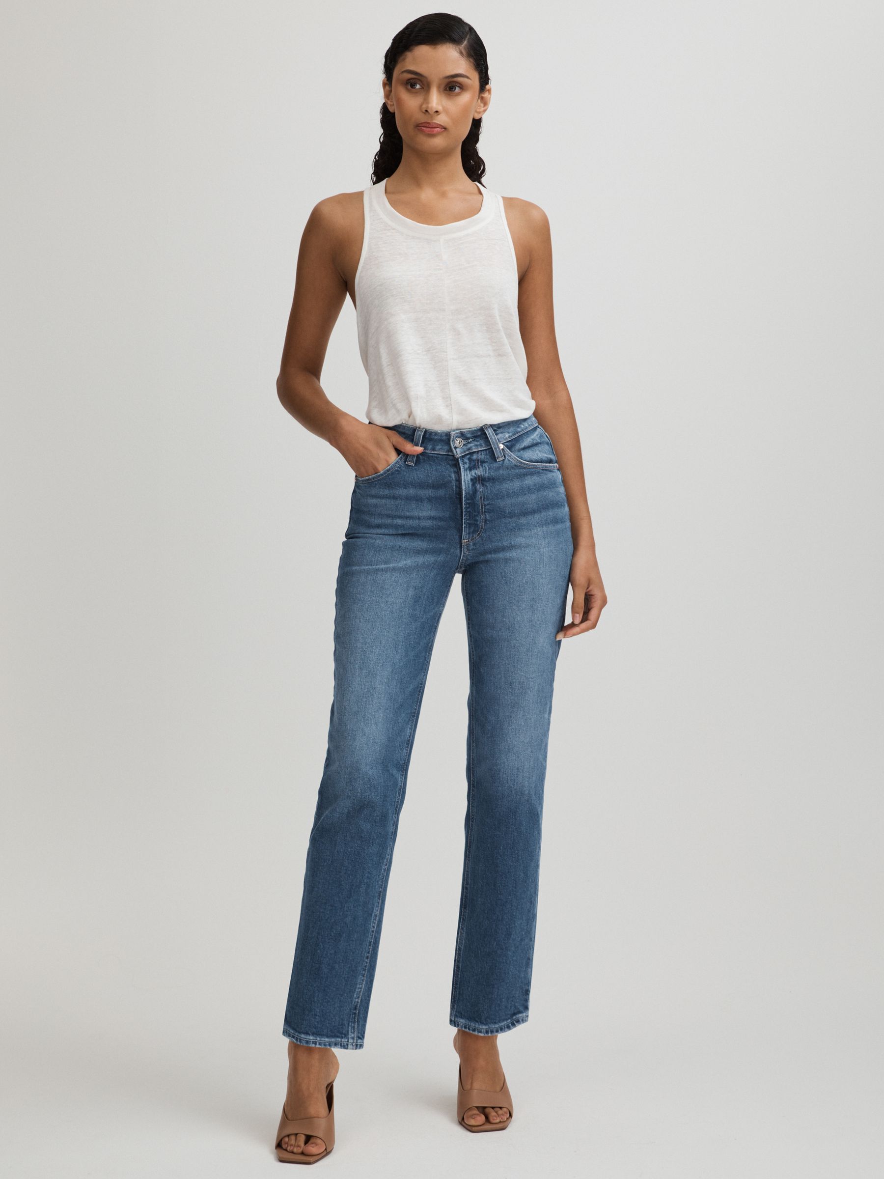 Sarah Familia Blue Paige Straight Leg Cropped Jeans - Image 3 of 5