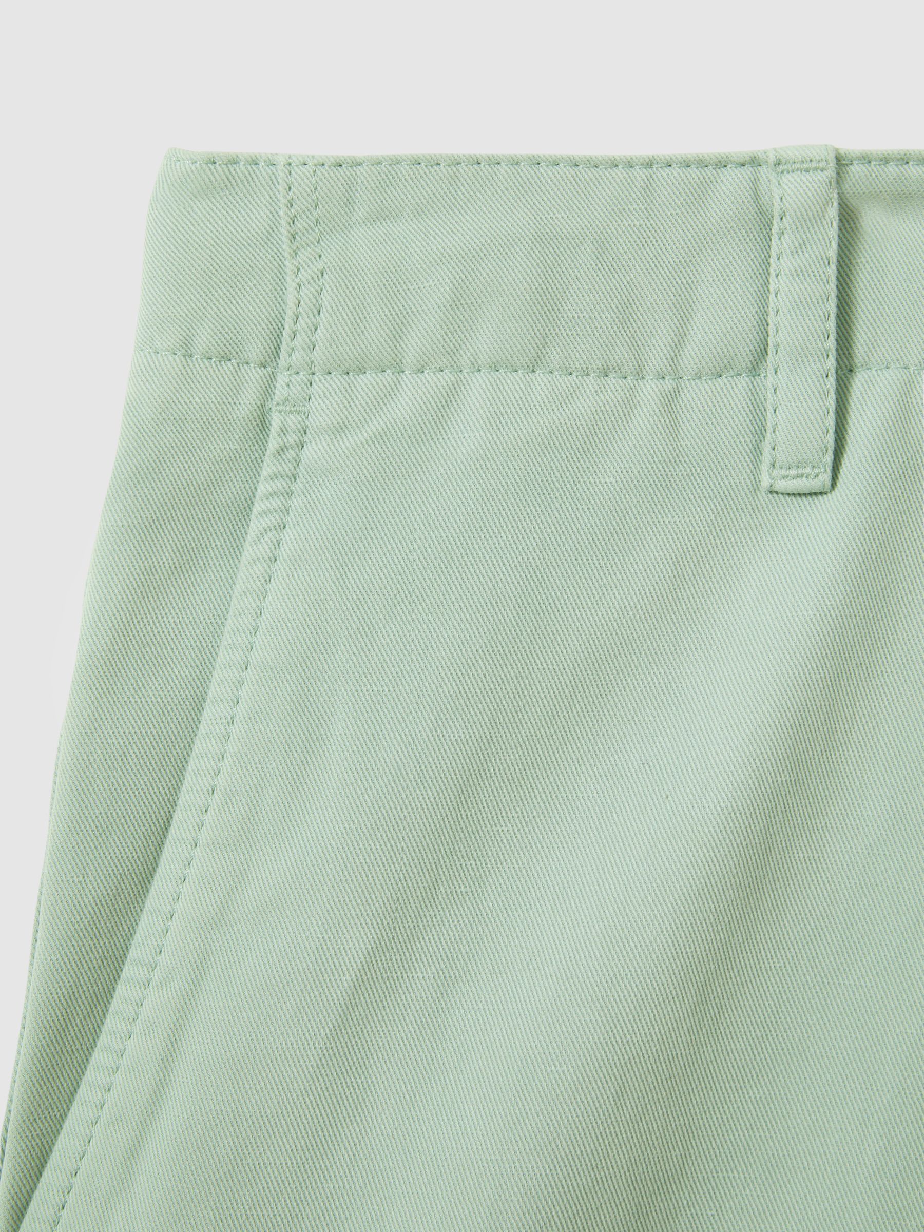 Cotton Linen Blend Internal Drawstring Shorts in Mint - Image 6 of 6