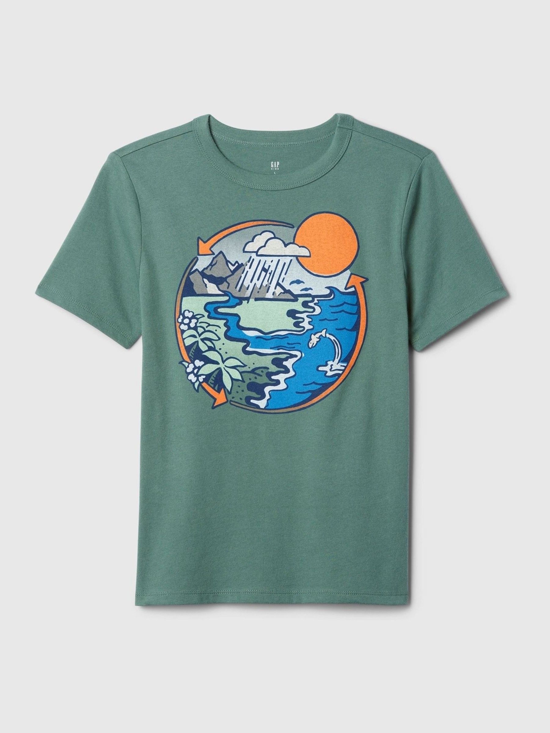Green Graphic Crew Neck Short Sleeve T-Shirt (4-13yrs) - Image 1 of 2