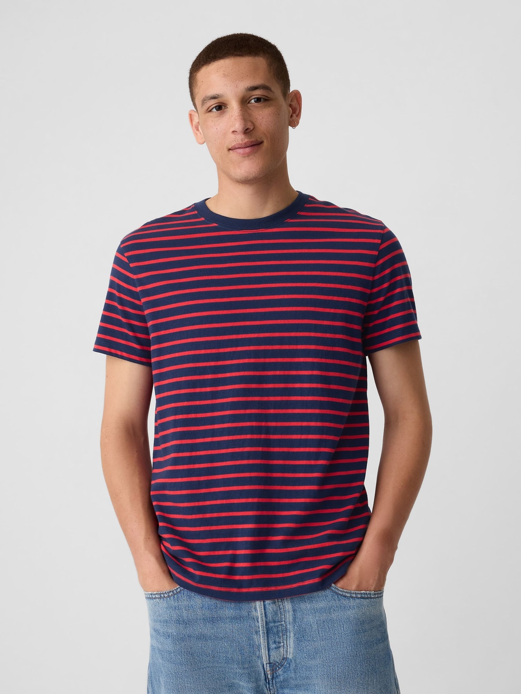 Navy/Blue Stripe Cotton Everyday Soft Stripe T-Shirt - Image 1 of 4