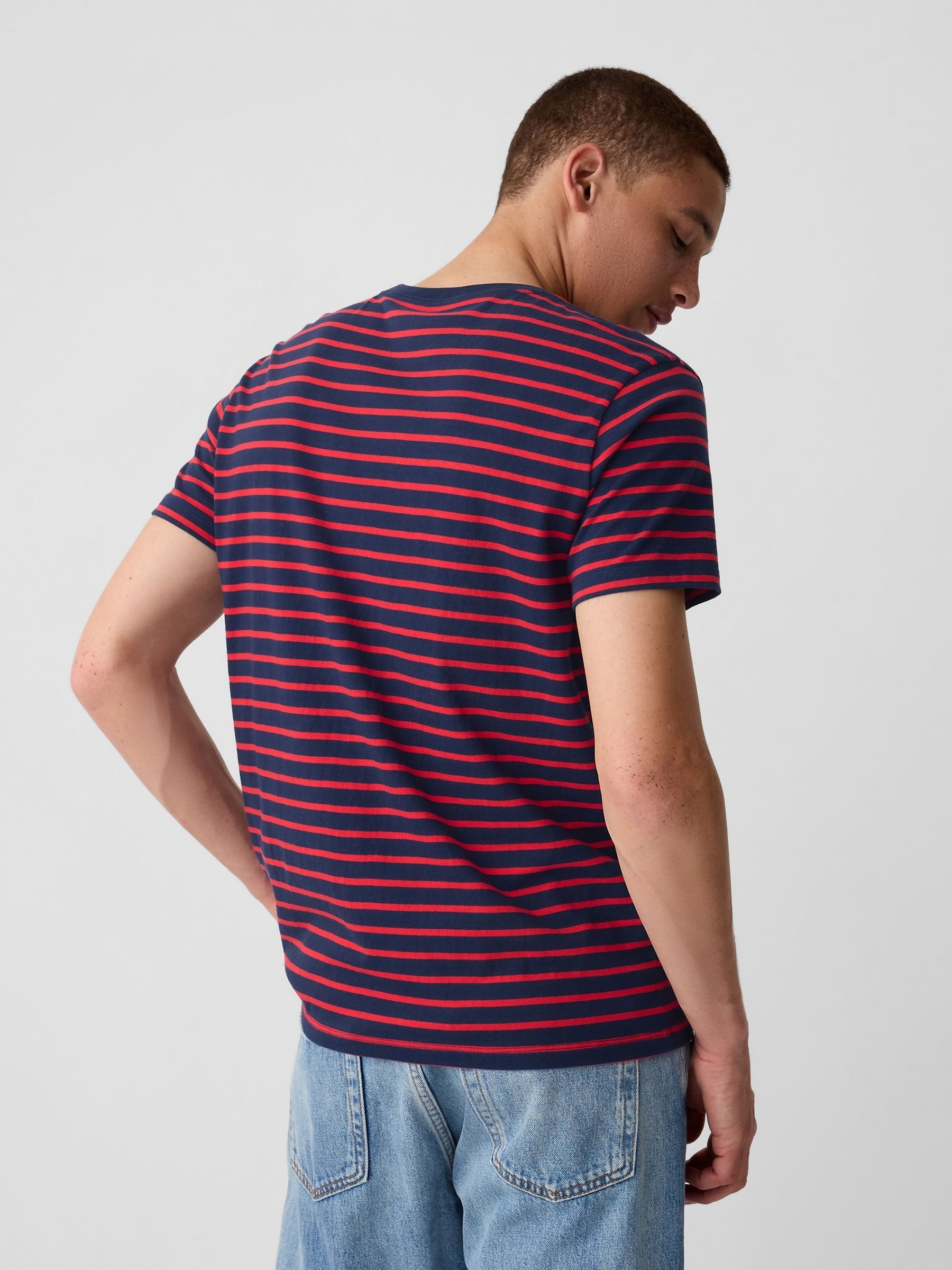 Navy/Blue Stripe Cotton Everyday Soft Stripe T-Shirt - Image 2 of 4