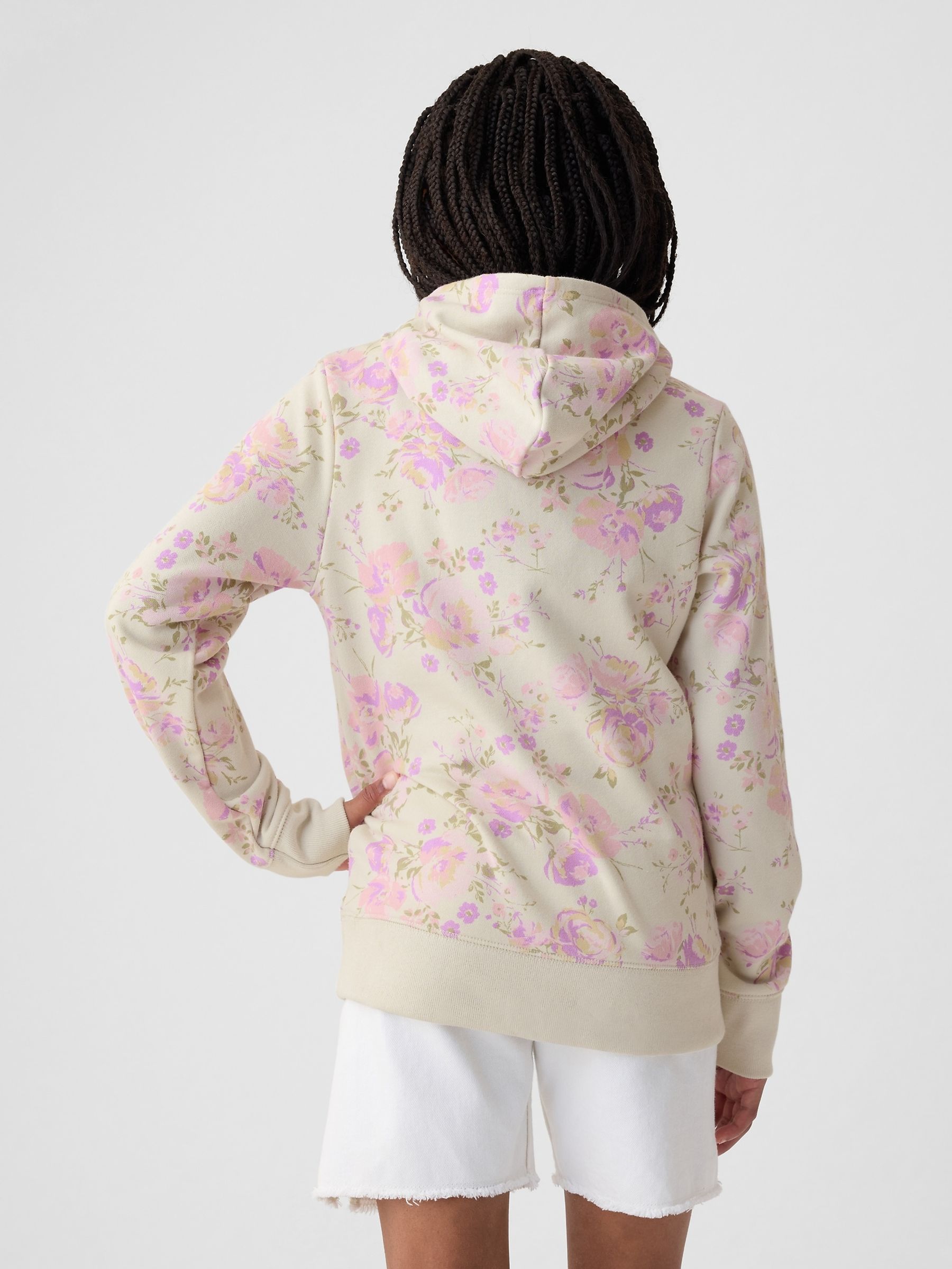 White Floral Logo Overhead Hoodie (4-13yrs) - Image 3 of 5