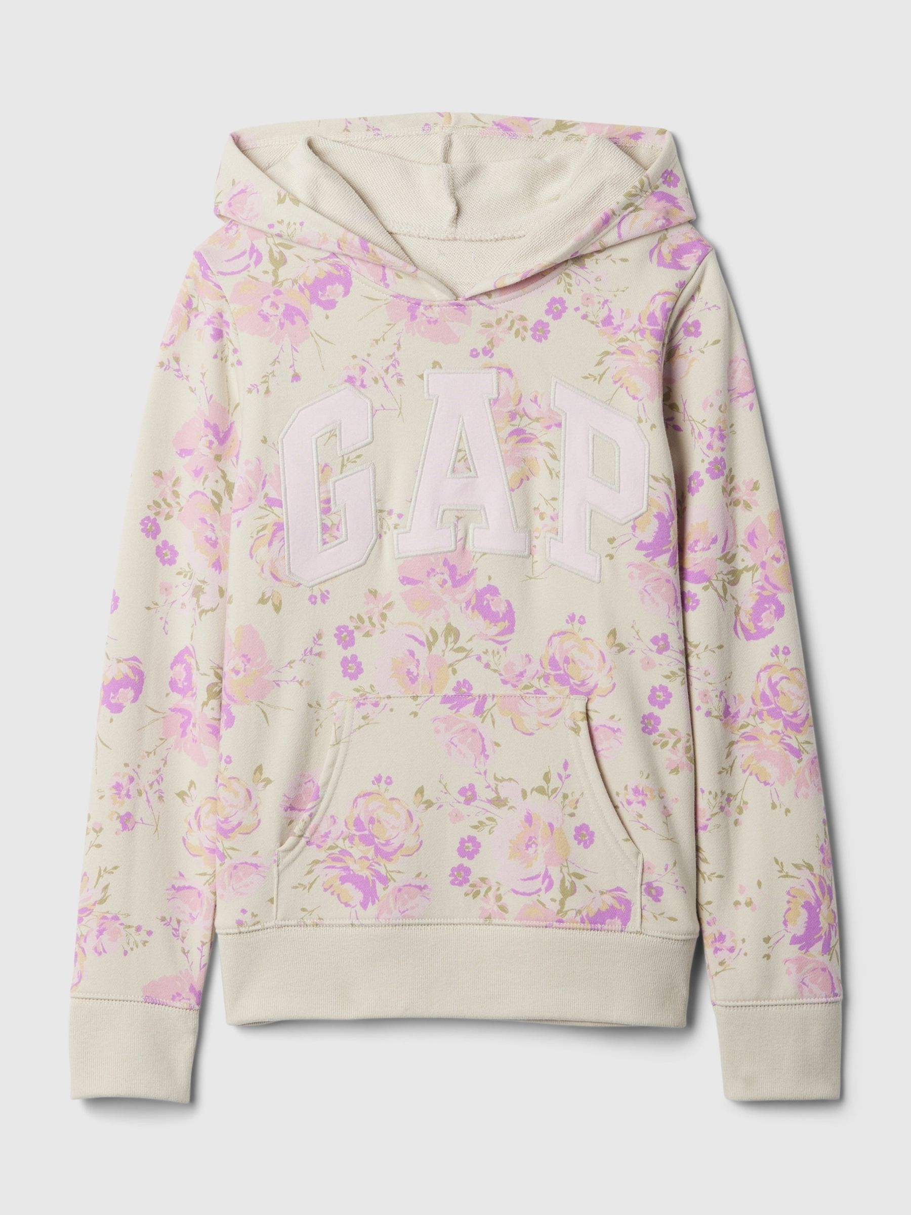 White Floral Logo Overhead Hoodie (4-13yrs) - Image 5 of 5
