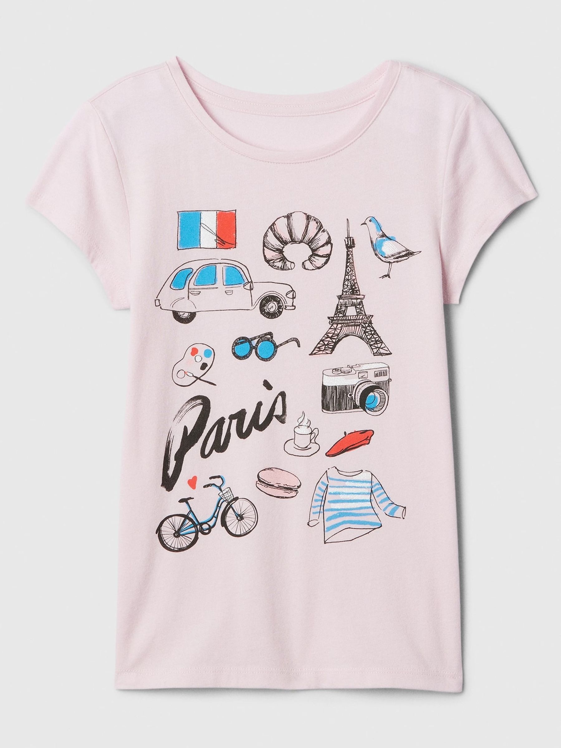 Pink Paris Crew Neck Short Sleeve T-Shirt (4-13yrs) - Image 1 of 2