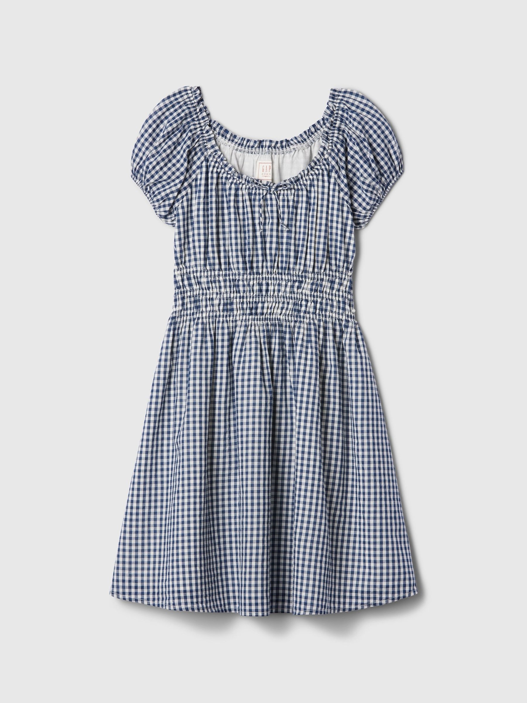 Navy Blue DÔEN Gingham Dress (Kids) - Image 4 of 4