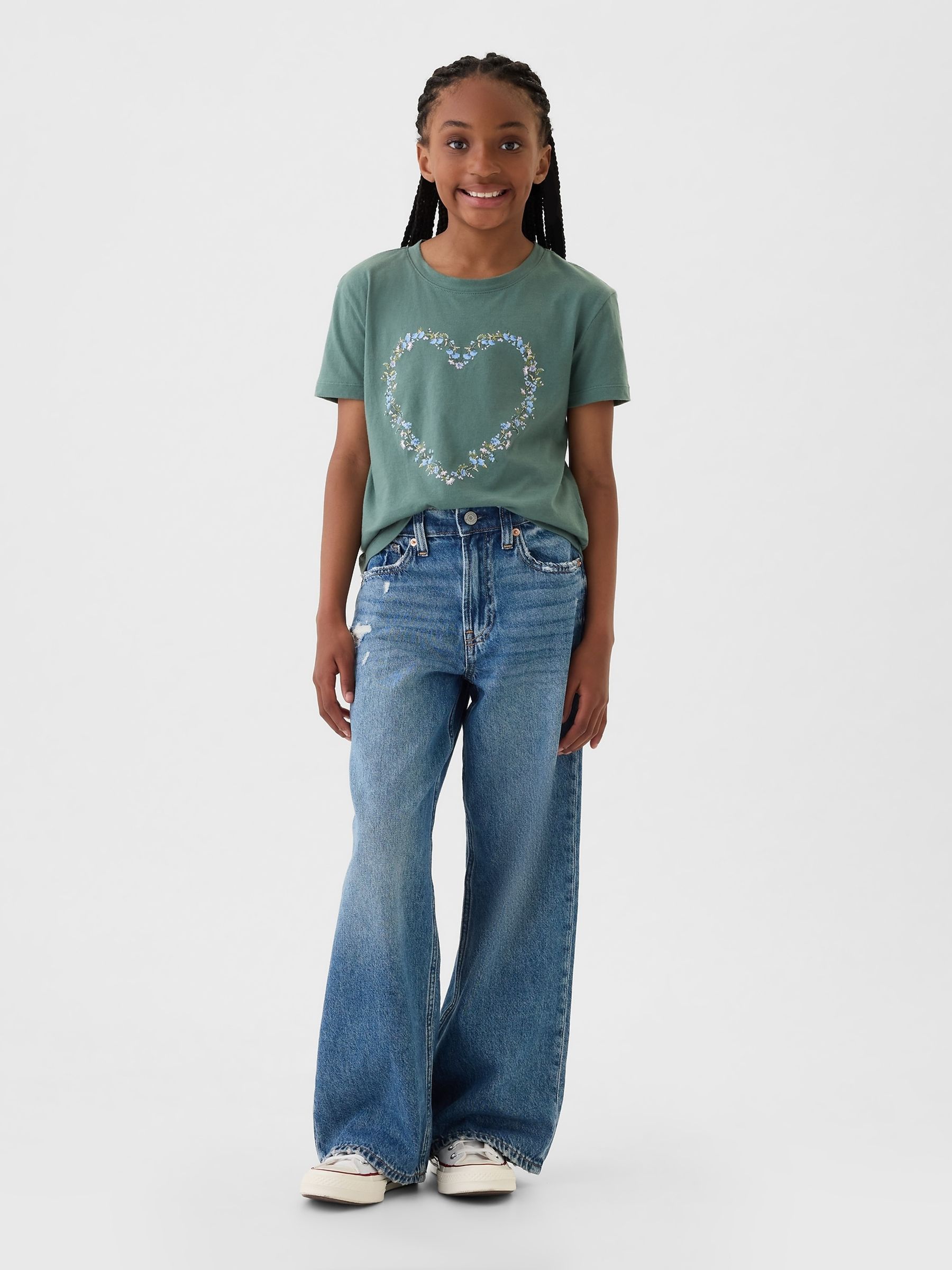 Green Heart Graphic Short Sleeve Crew Neck T-Shirt (4-13yrs) - Image 3 of 4