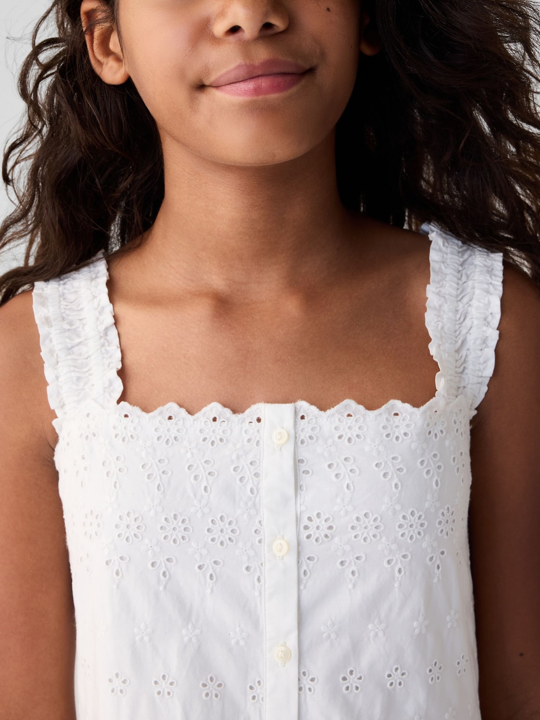 White DÔEN Eyelet Dress (Kids) - Image 3 of 4