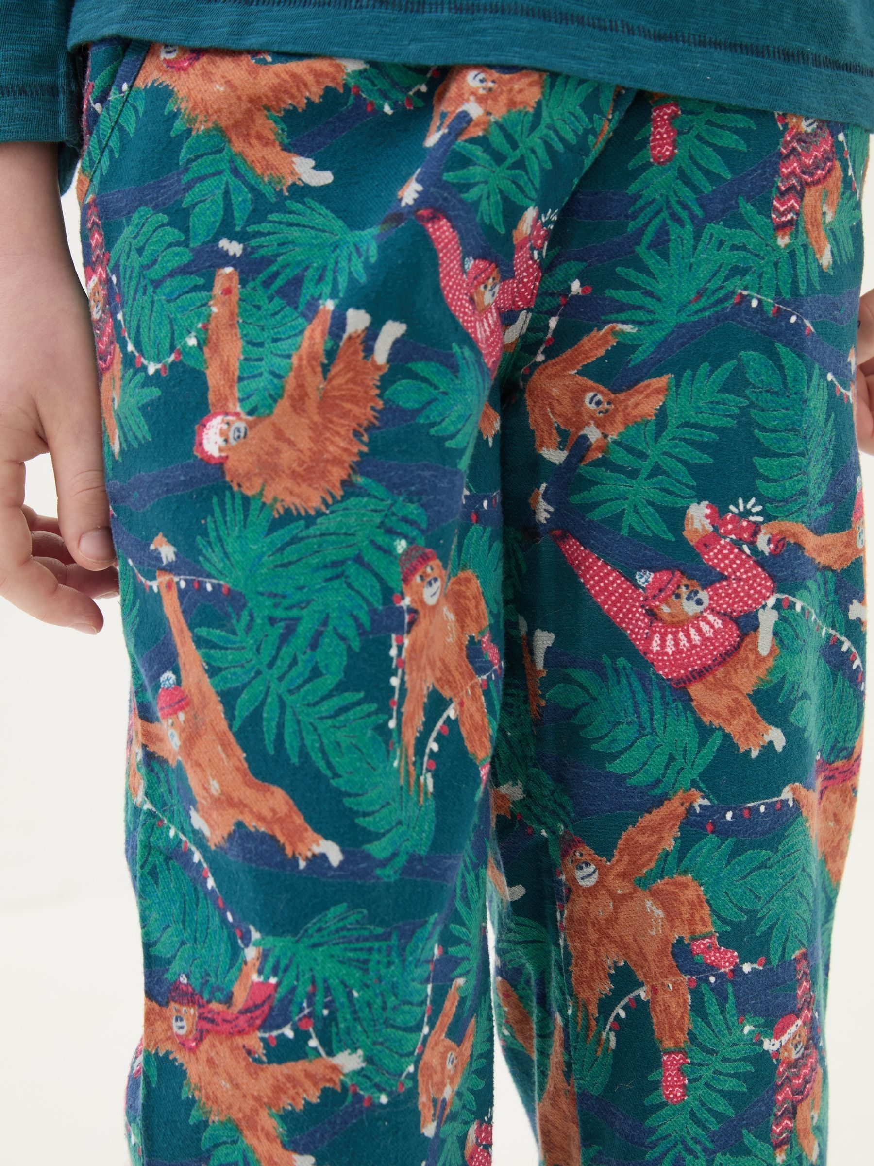 Dark Teal Blue Orangutan 100% Cotton Pyjama Set - Image 5 of 5