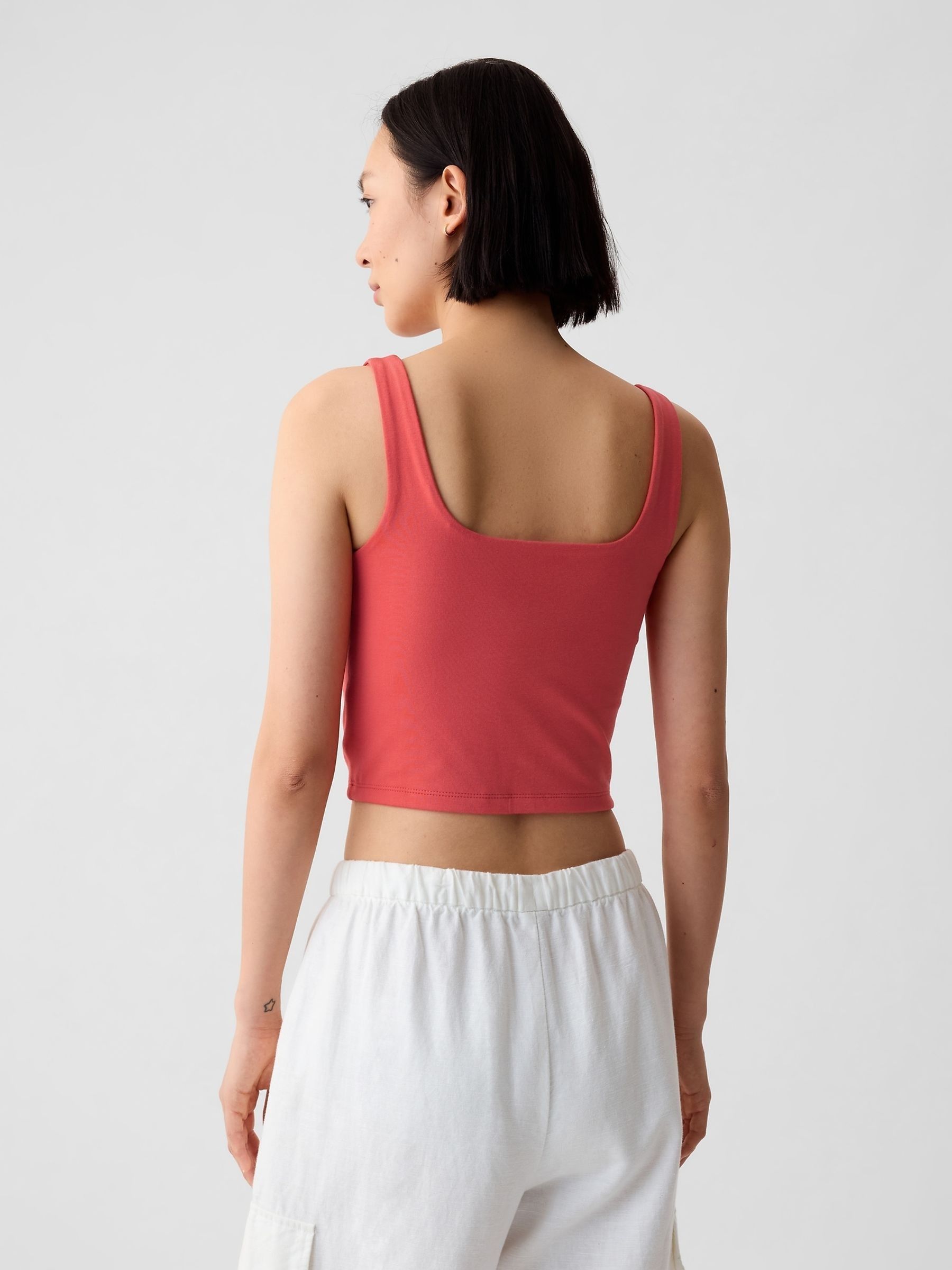Pink Compact Jersey Cropped Vest Top - Image 2 of 5