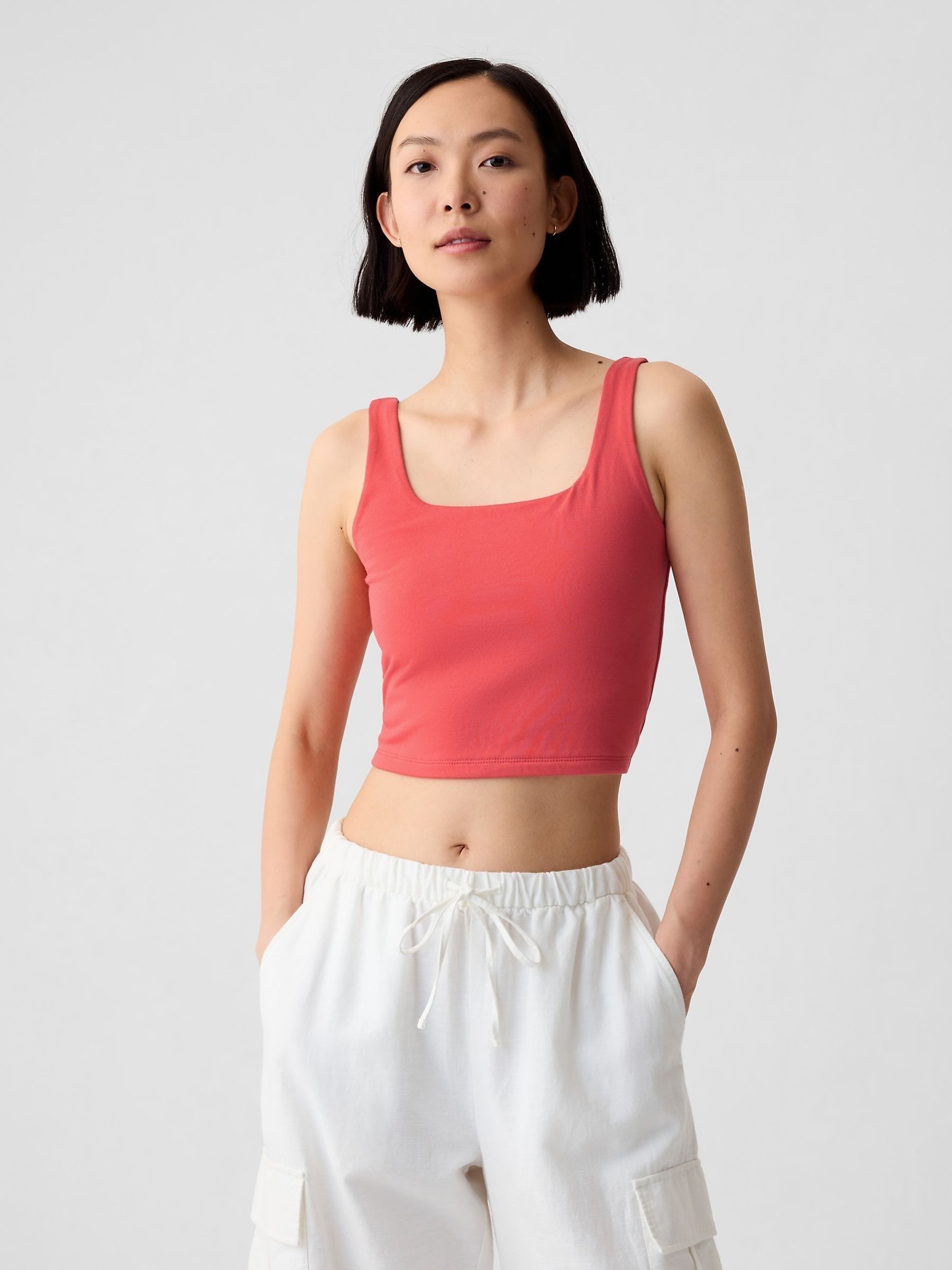 Pink Compact Jersey Cropped Vest Top - Image 4 of 5