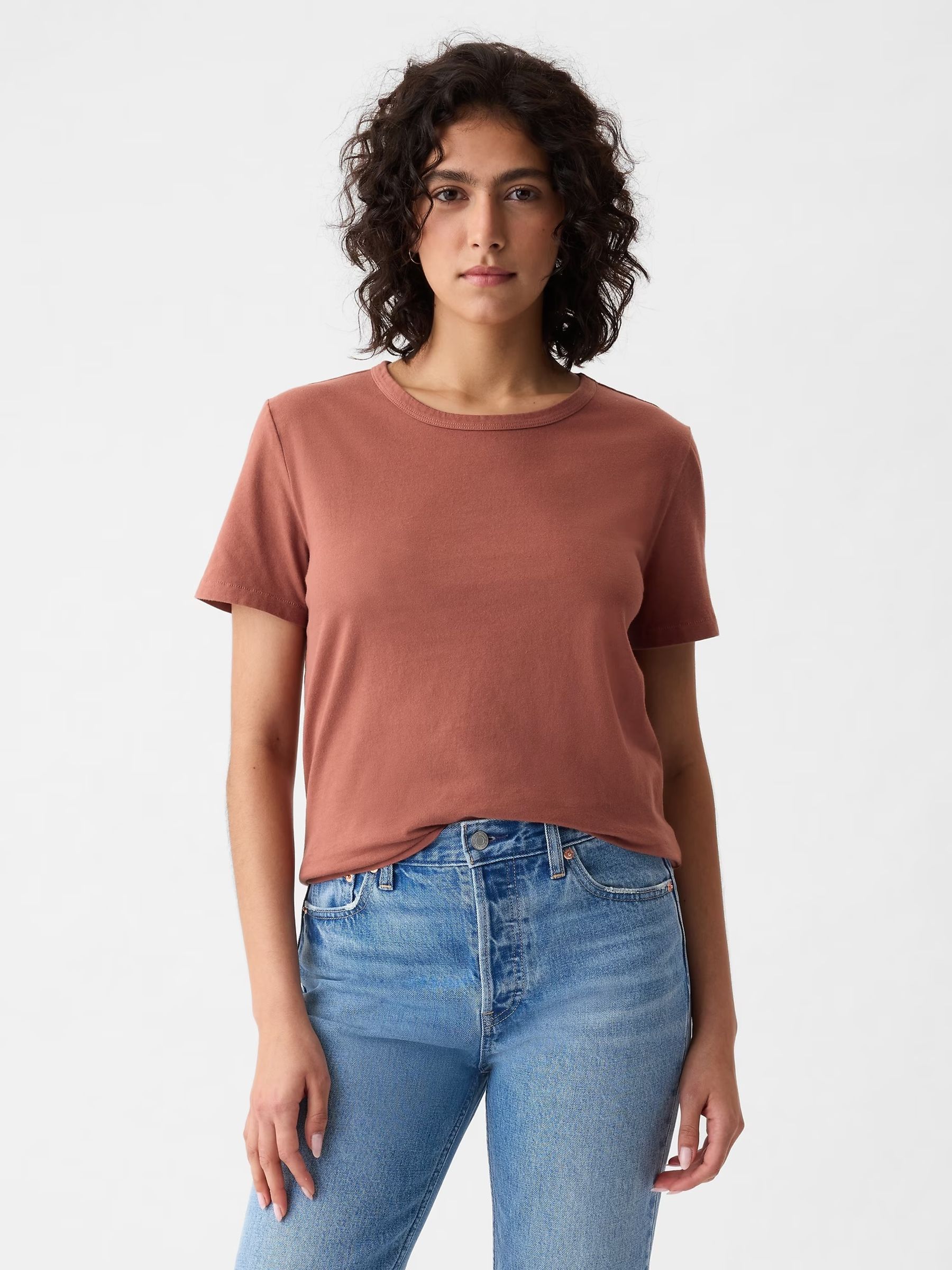 Brown Organic Cotton Vintage Short Sleeve T-Shirt - Image 1 of 4