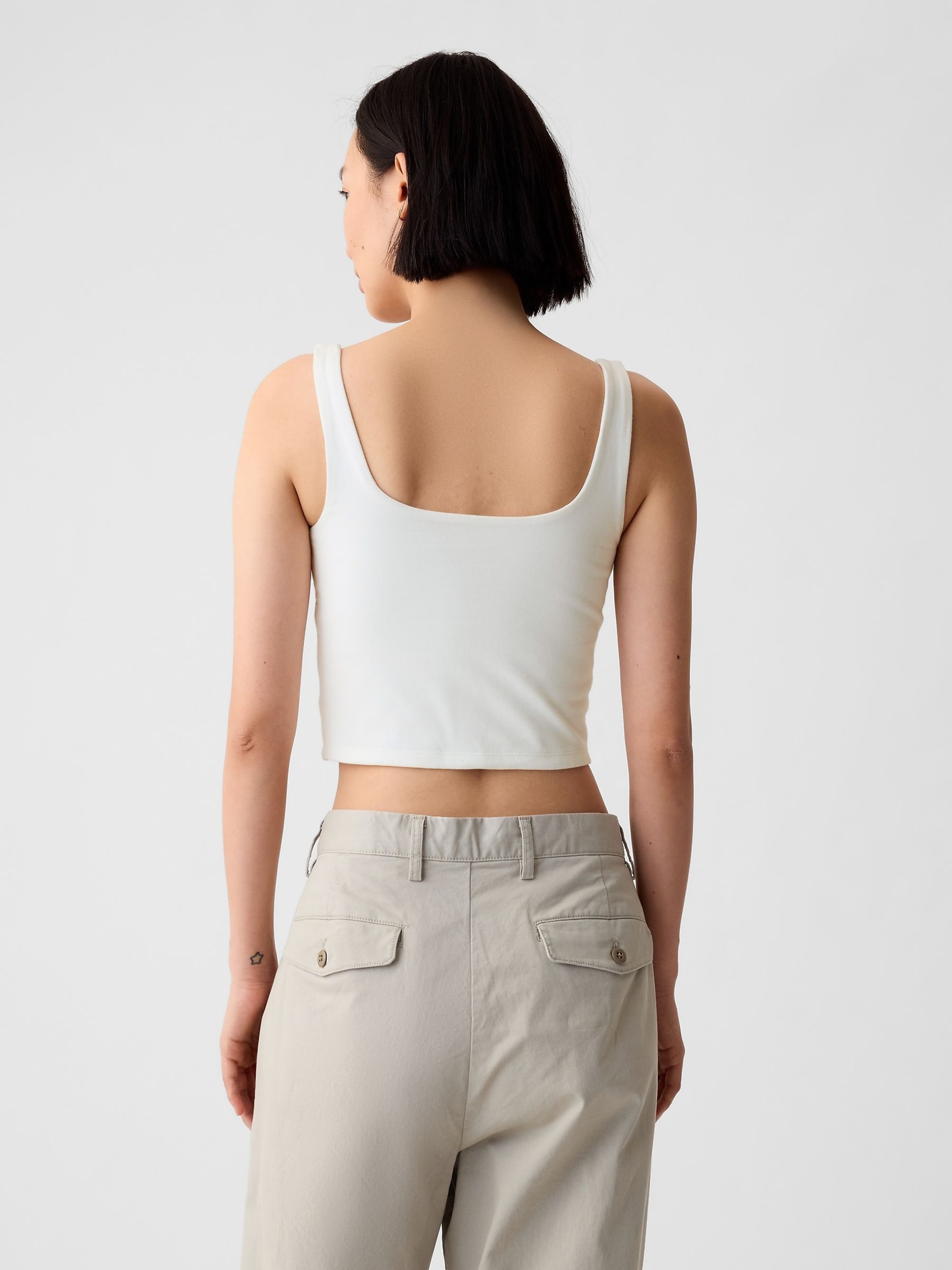White Built in Bra Cropped Vest Top - Image 2 of 4