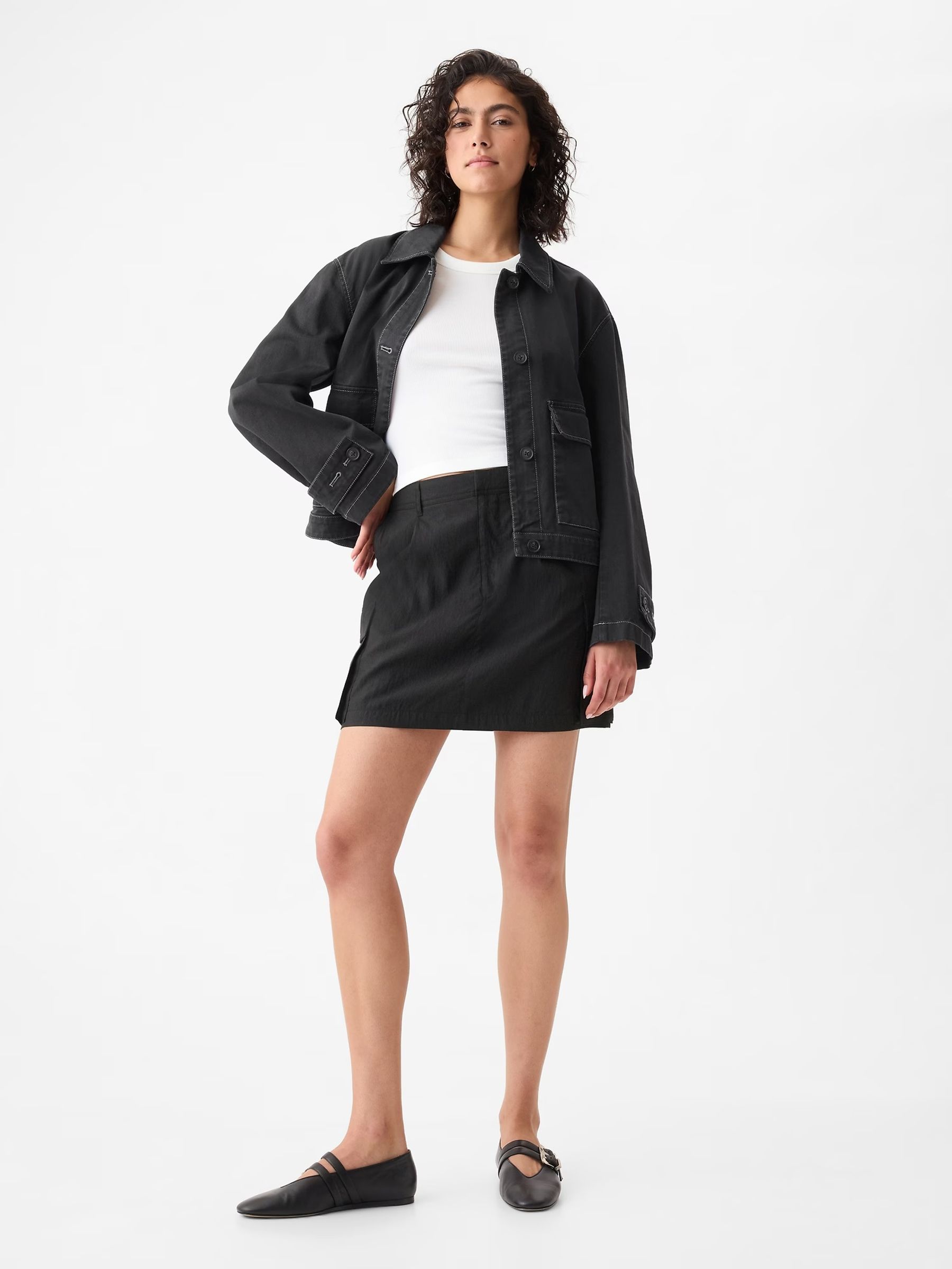Black Utility Mini Skirt - Image 3 of 5